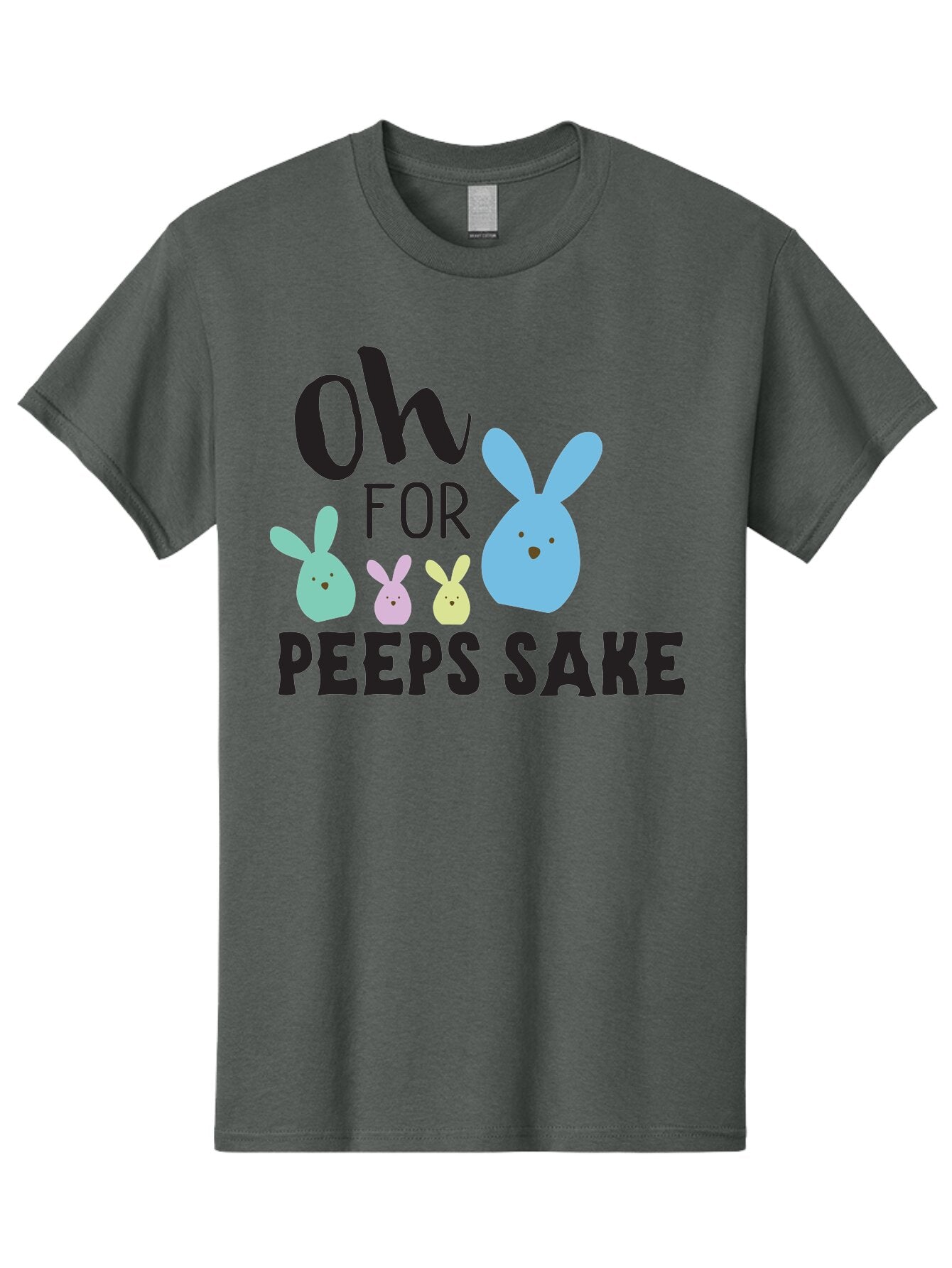 Oh-For-Peeps-Sake Men'S Graphic Tee, 100% Cotton, Comfortable Casual Summer Wear, Machine Washable, Easter Bunnies, Pastel Colors, Cute Cartoon Characters, Funny Easter Quote, Peeps Candy, Bunny Love, Easter Fun, Spring Vibes Aad067 10