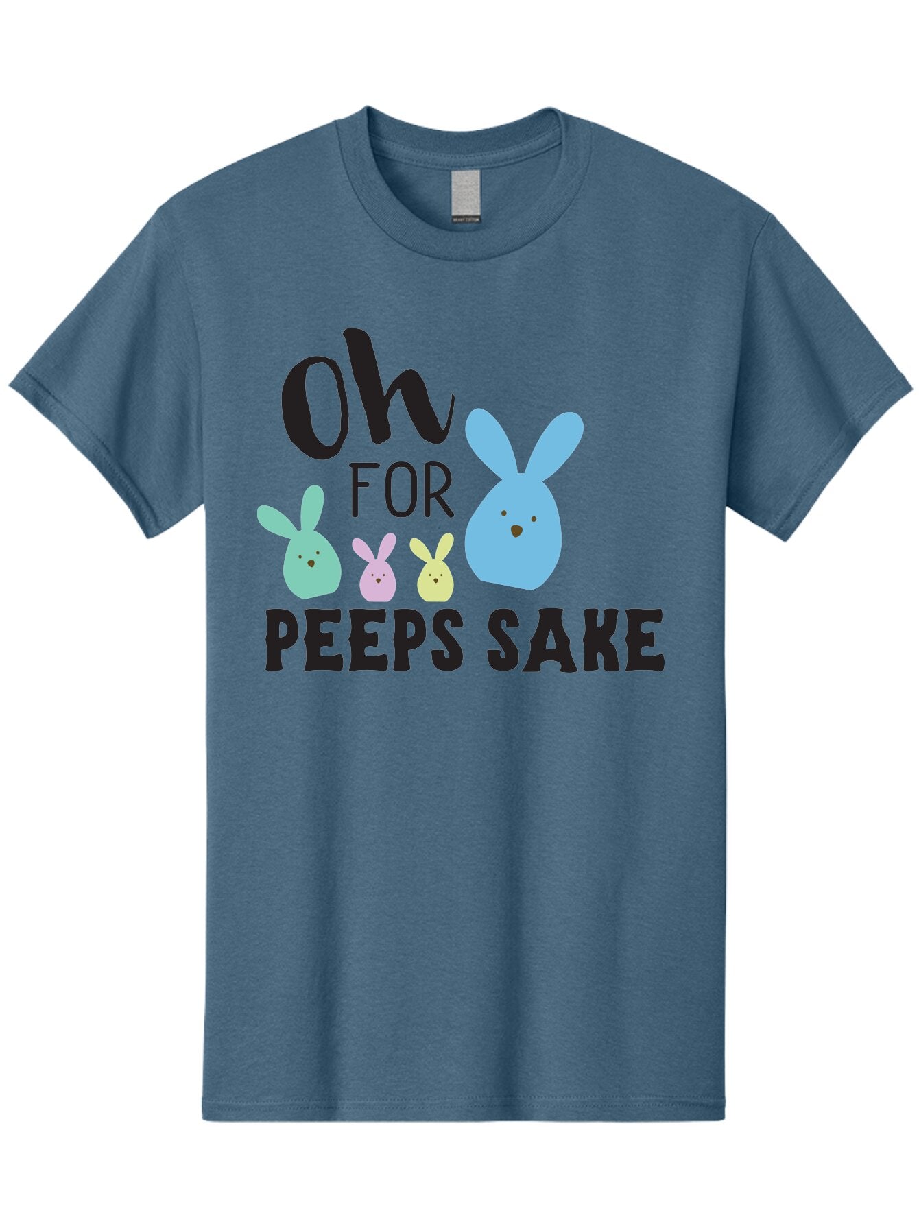 Oh-For-Peeps-Sake Men'S Graphic Tee, 100% Cotton, Comfortable Casual Summer Wear, Machine Washable, Easter Bunnies, Pastel Colors, Cute Cartoon Characters, Funny Easter Quote, Peeps Candy, Bunny Love, Easter Fun, Spring Vibes Aad067 15