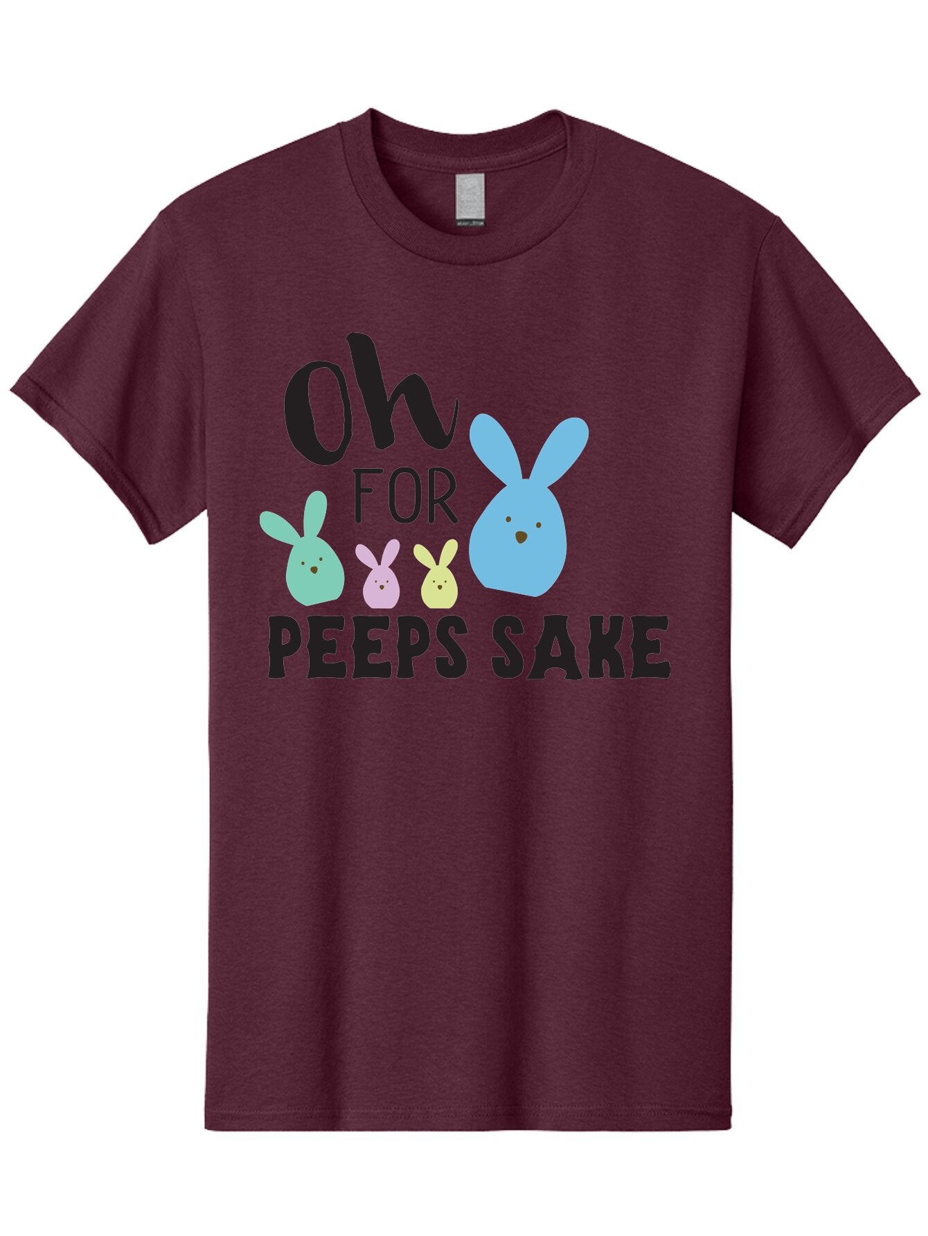 Oh-For-Peeps-Sake Men'S Graphic Tee, 100% Cotton, Comfortable Casual Summer Wear, Machine Washable, Easter Bunnies, Pastel Colors, Cute Cartoon Characters, Funny Easter Quote, Peeps Candy, Bunny Love, Easter Fun, Spring Vibes Aad067 7