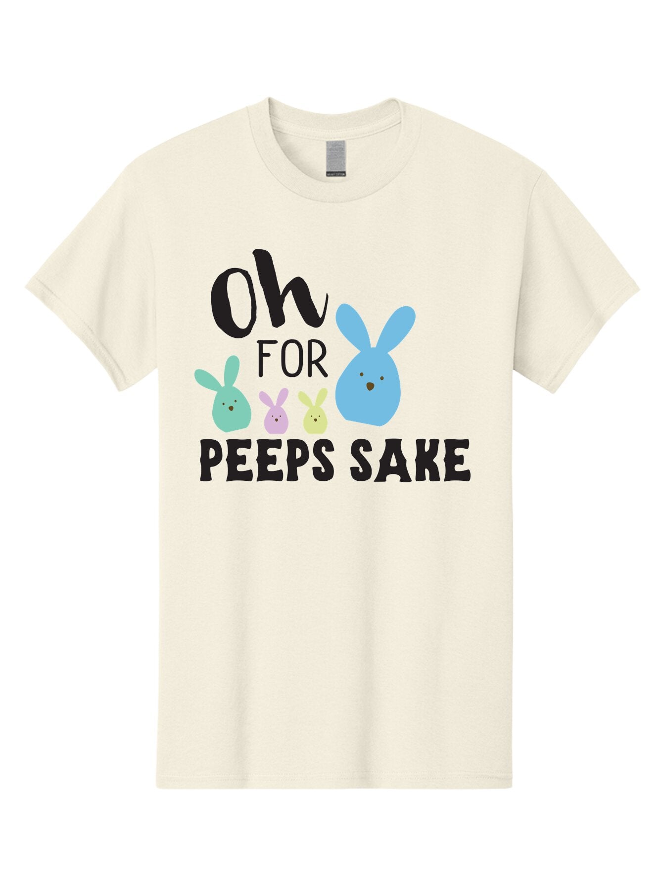 Oh-For-Peeps-Sake Men'S Graphic Tee, 100% Cotton, Comfortable Casual Summer Wear, Machine Washable, Easter Bunnies, Pastel Colors, Cute Cartoon Characters, Funny Easter Quote, Peeps Candy, Bunny Love, Easter Fun, Spring Vibes Aad067 11