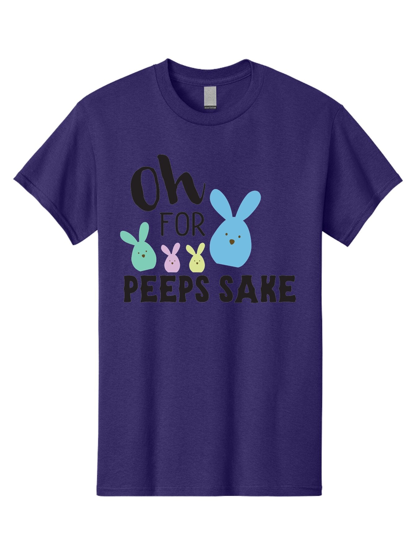 Oh-For-Peeps-Sake Men'S Graphic Tee, 100% Cotton, Comfortable Casual Summer Wear, Machine Washable, Easter Bunnies, Pastel Colors, Cute Cartoon Characters, Funny Easter Quote, Peeps Candy, Bunny Love, Easter Fun, Spring Vibes Aad067