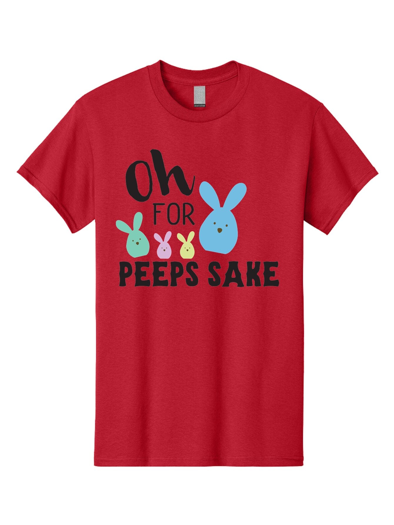 Oh-For-Peeps-Sake Men'S Graphic Tee, 100% Cotton, Comfortable Casual Summer Wear, Machine Washable, Easter Bunnies, Pastel Colors, Cute Cartoon Characters, Funny Easter Quote, Peeps Candy, Bunny Love, Easter Fun, Spring Vibes Aad067 8