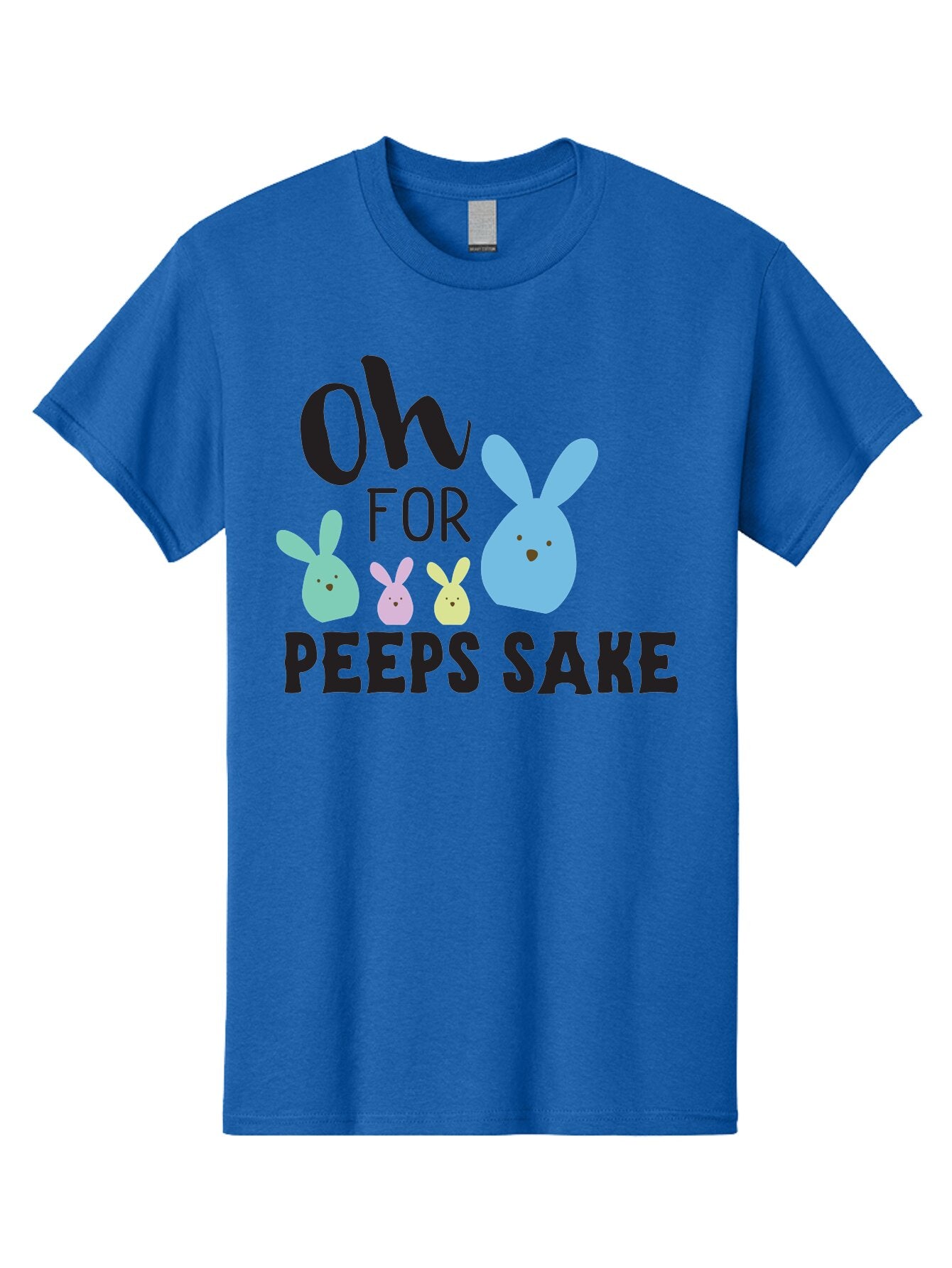 Oh-For-Peeps-Sake Men'S Graphic Tee, 100% Cotton, Comfortable Casual Summer Wear, Machine Washable, Easter Bunnies, Pastel Colors, Cute Cartoon Characters, Funny Easter Quote, Peeps Candy, Bunny Love, Easter Fun, Spring Vibes Aad067 4
