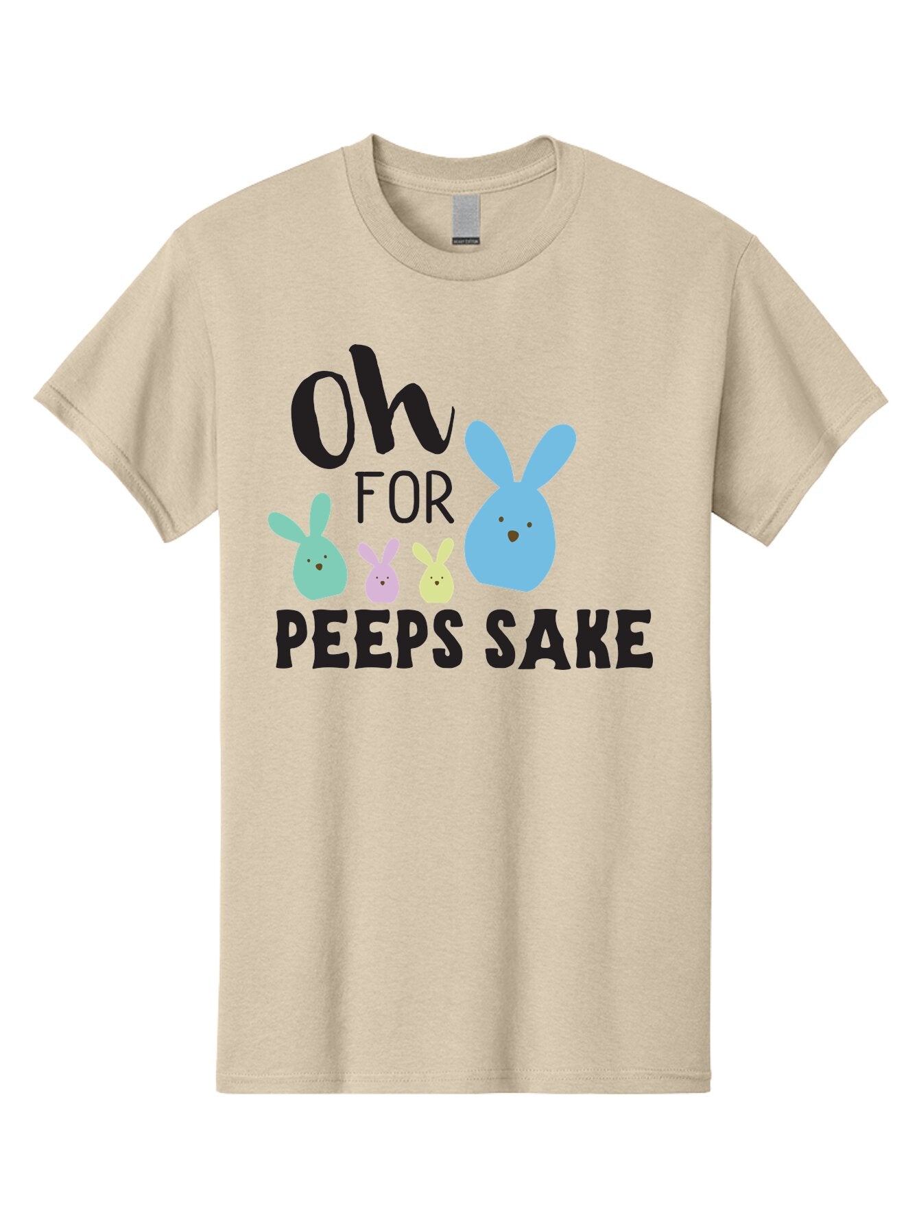 Oh-For-Peeps-Sake Men'S Graphic Tee, 100% Cotton, Comfortable Casual Summer Wear, Machine Washable, Easter Bunnies, Pastel Colors, Cute Cartoon Characters, Funny Easter Quote, Peeps Candy, Bunny Love, Easter Fun, Spring Vibes Aad067 3
