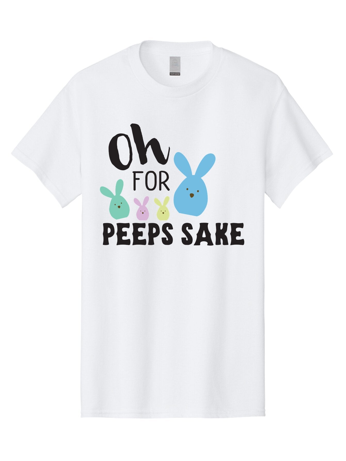 Oh-For-Peeps-Sake Men'S Graphic Tee, 100% Cotton, Comfortable Casual Summer Wear, Machine Washable, Easter Bunnies, Pastel Colors, Cute Cartoon Characters, Funny Easter Quote, Peeps Candy, Bunny Love, Easter Fun, Spring Vibes Aad067