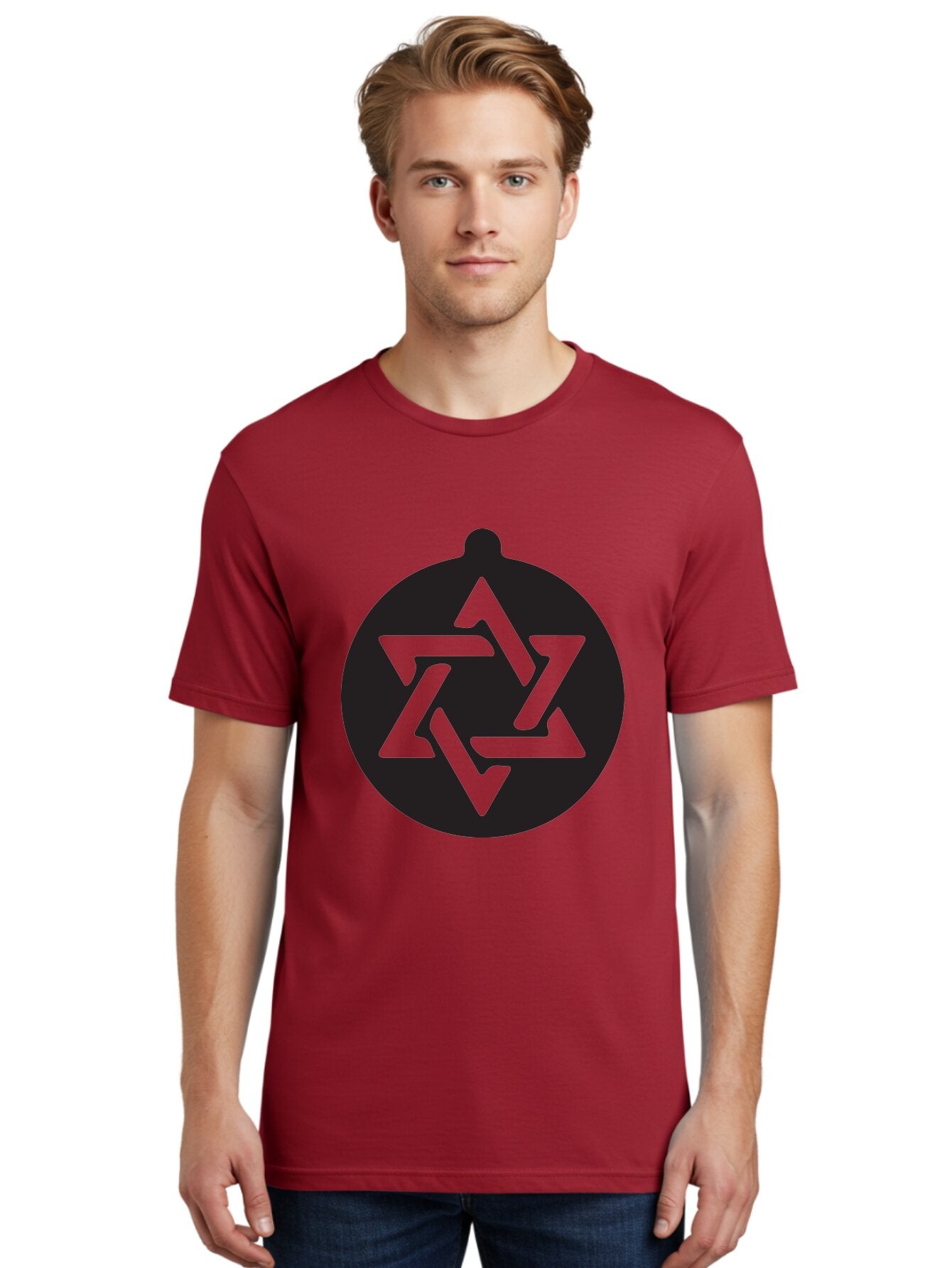 Om Men'S Graphic Tee, 100% Cotton, Comfortable Casual Summer Wear, Machine Washable, Star Of David Symbol, Jewish Heritage, Six-Pointed Star, Geometric Shape, Cultural Icon, Religious Emblem, Abstract Design Aad069 30