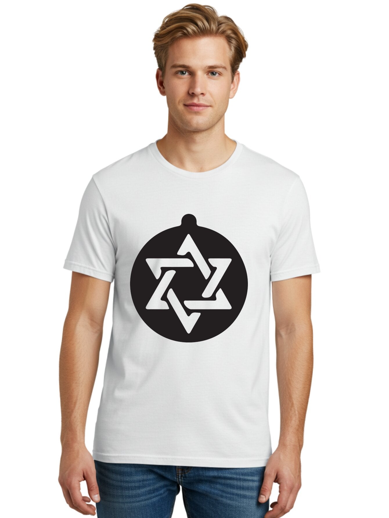 Om Men'S Graphic Tee, 100% Cotton, Comfortable Casual Summer Wear, Machine Washable, Star Of David Symbol, Jewish Heritage, Six-Pointed Star, Geometric Shape, Cultural Icon, Religious Emblem, Abstract Design Aad069 26