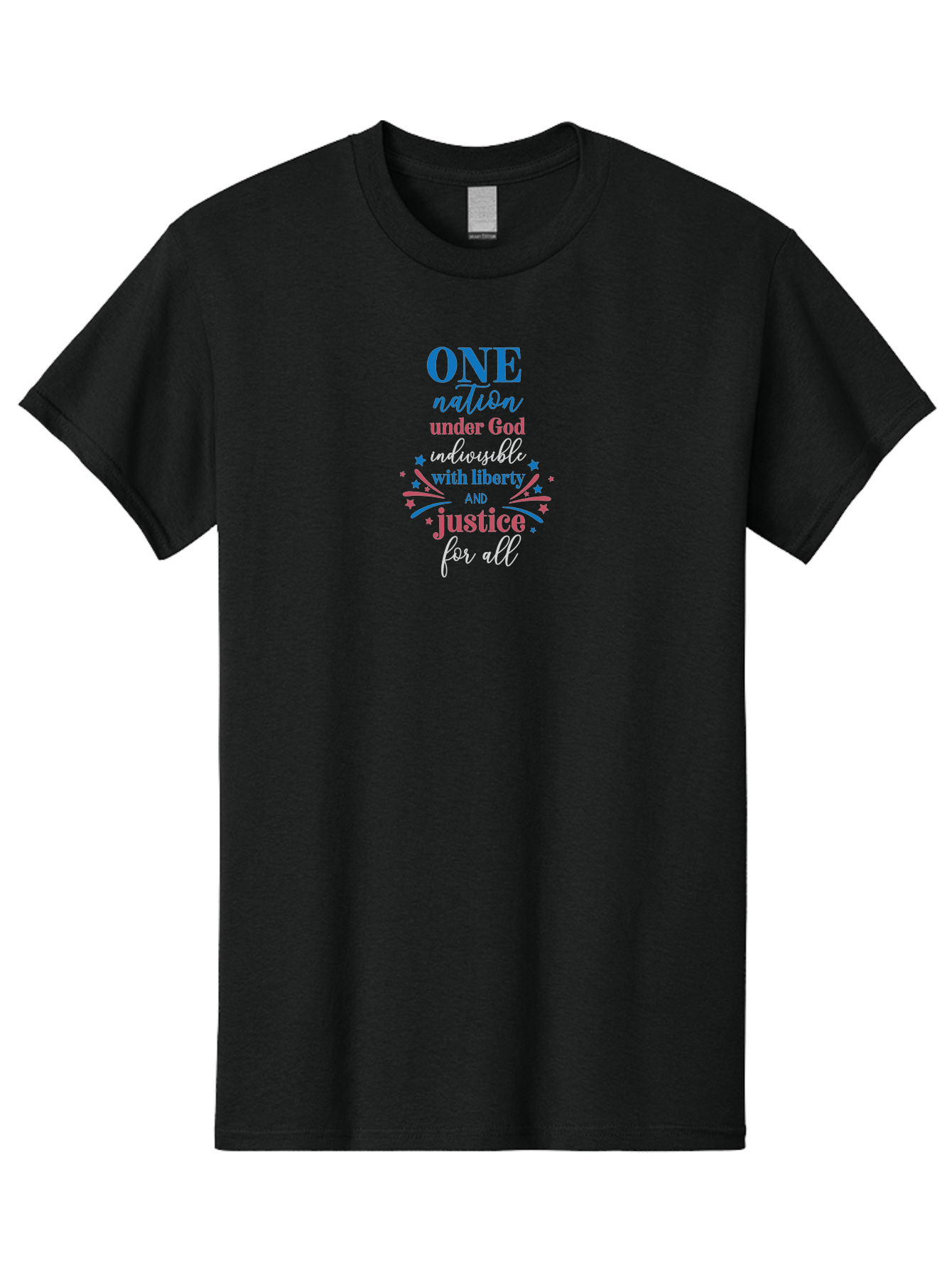 One-Nation-Under-God-Indivisible-With-Liberty-And-Justice-For-All Men'S Graphic Tee, 100% Cotton, Comfortable Casual Summer Wear, Machine Washable, Patriotic Quote, Pledge Of Allegiance, National Pride, American Values, Unity, Freedom, Aad072 25