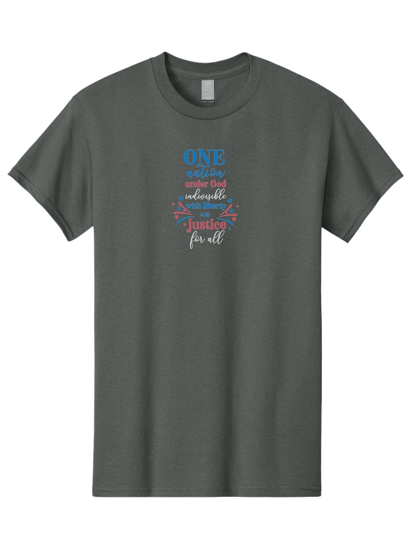 One-Nation-Under-God-Indivisible-With-Liberty-And-Justice-For-All Men'S Graphic Tee, 100% Cotton, Comfortable Casual Summer Wear, Machine Washable, Patriotic Quote, Pledge Of Allegiance, National Pride, American Values, Unity, Freedom, Aad072 12