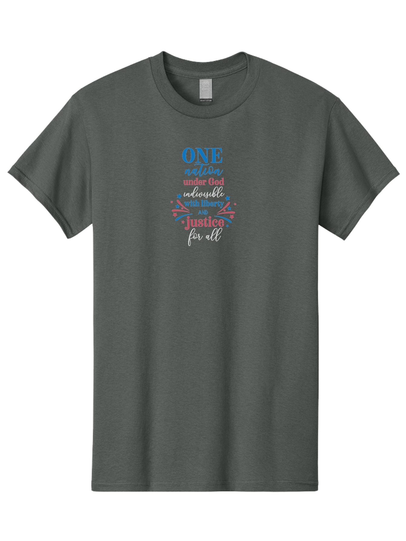 One-Nation-Under-God-Indivisible-With-Liberty-And-Justice-For-All Men'S Graphic Tee, 100% Cotton, Comfortable Casual Summer Wear, Machine Washable, Patriotic Quote, Pledge Of Allegiance, National Pride, American Values, Unity, Freedom, Aad072 5