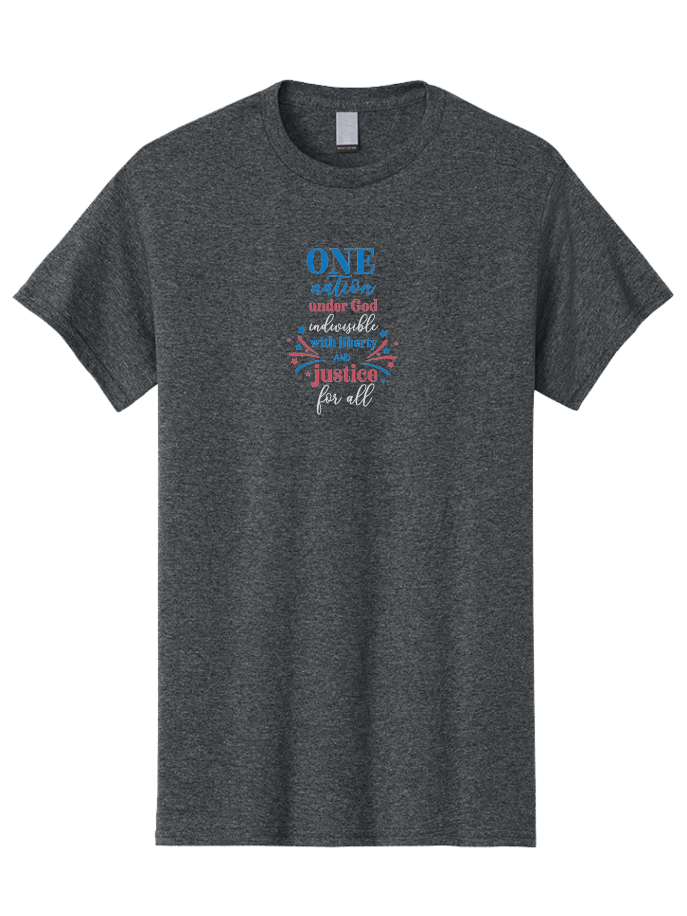 One-Nation-Under-God-Indivisible-With-Liberty-And-Justice-For-All Men'S Graphic Tee, 100% Cotton, Comfortable Casual Summer Wear, Machine Washable, Patriotic Quote, Pledge Of Allegiance, National Pride, American Values, Unity, Freedom, Aad072 23