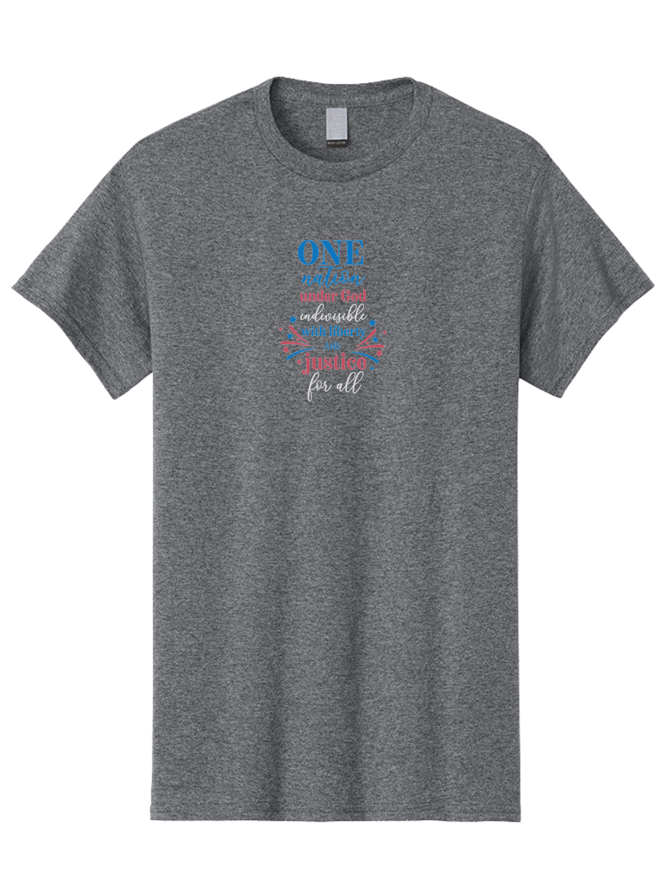 One-Nation-Under-God-Indivisible-With-Liberty-And-Justice-For-All Men'S Graphic Tee, 100% Cotton, Comfortable Casual Summer Wear, Machine Washable, Patriotic Quote, Pledge Of Allegiance, National Pride, American Values, Unity, Freedom, Aad072 7