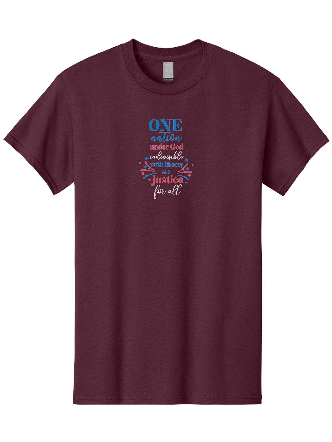 One-Nation-Under-God-Indivisible-With-Liberty-And-Justice-For-All Men'S Graphic Tee, 100% Cotton, Comfortable Casual Summer Wear, Machine Washable, Patriotic Quote, Pledge Of Allegiance, National Pride, American Values, Unity, Freedom, Aad072 10