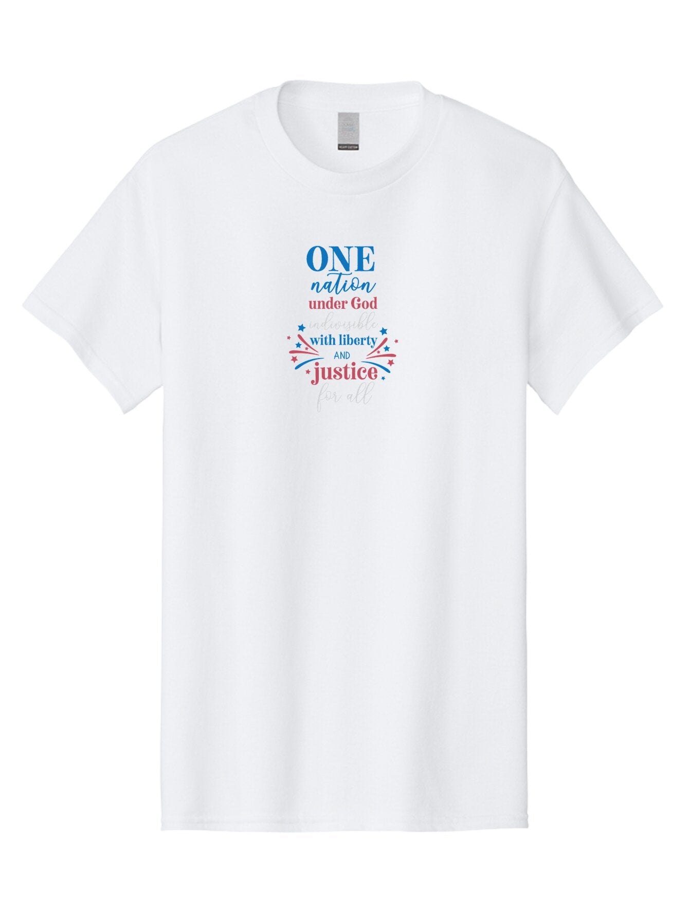 One-Nation-Under-God-Indivisible-With-Liberty-And-Justice-For-All Men'S Graphic Tee, 100% Cotton, Comfortable Casual Summer Wear, Machine Washable, Patriotic Quote, Pledge Of Allegiance, National Pride, American Values, Unity, Freedom, Aad072 13