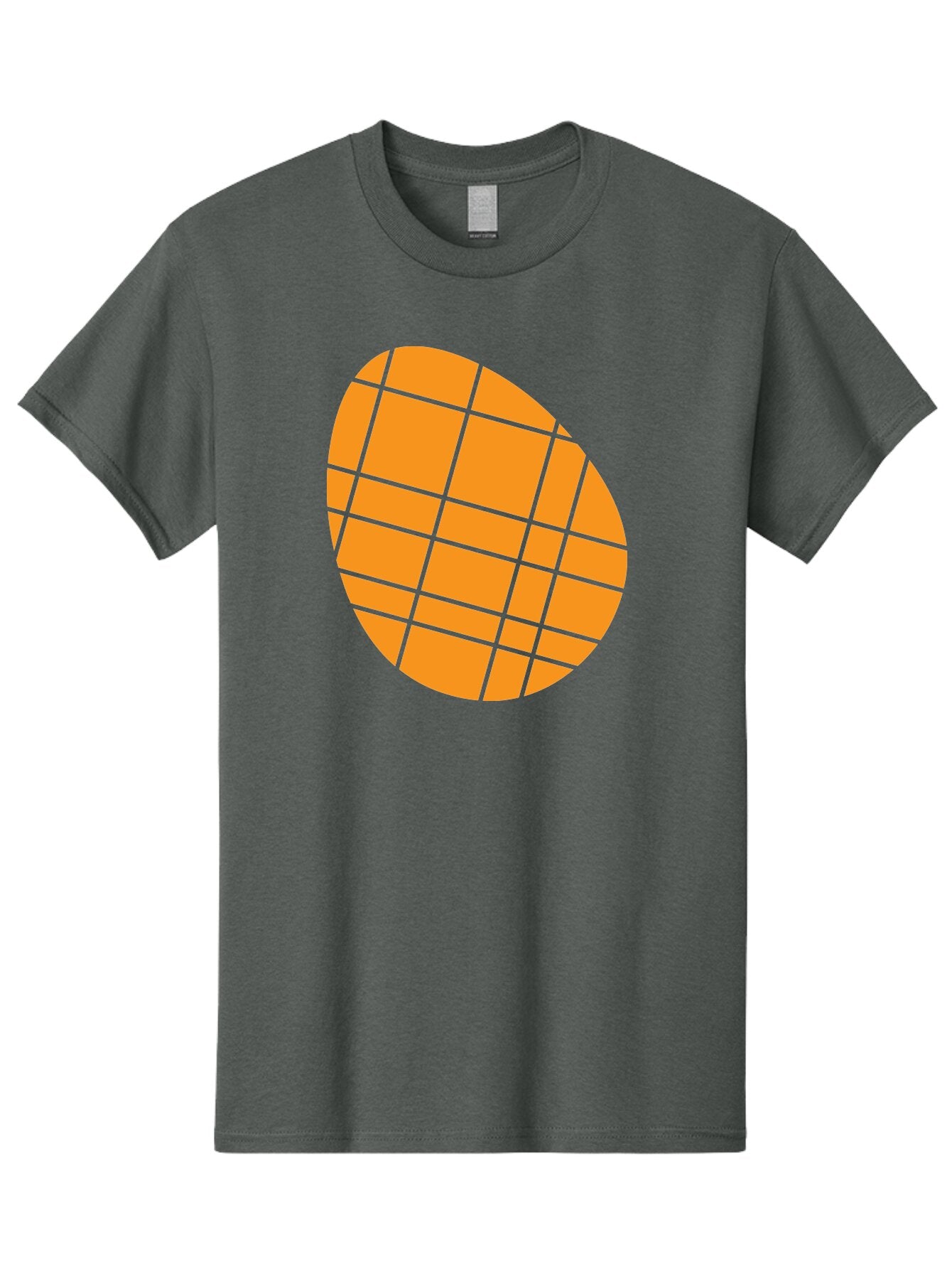Orange-Grid-Circle Men'S Graphic Tee, 100% Cotton, Comfortable Casual Summer Wear, Machine Washable, Orange Circle, Grid Pattern, Neon Green Grid, Abstract Design, Modern Art, Geometric Shape Aad073 12