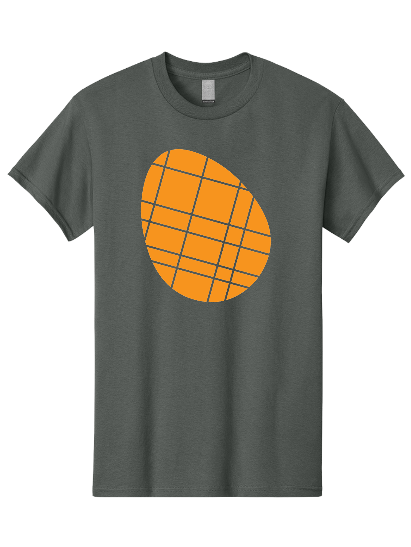 Orange-Grid-Circle Men'S Graphic Tee, 100% Cotton, Comfortable Casual Summer Wear, Machine Washable, Orange Circle, Grid Pattern, Neon Green Grid, Abstract Design, Modern Art, Geometric Shape Aad073 5
