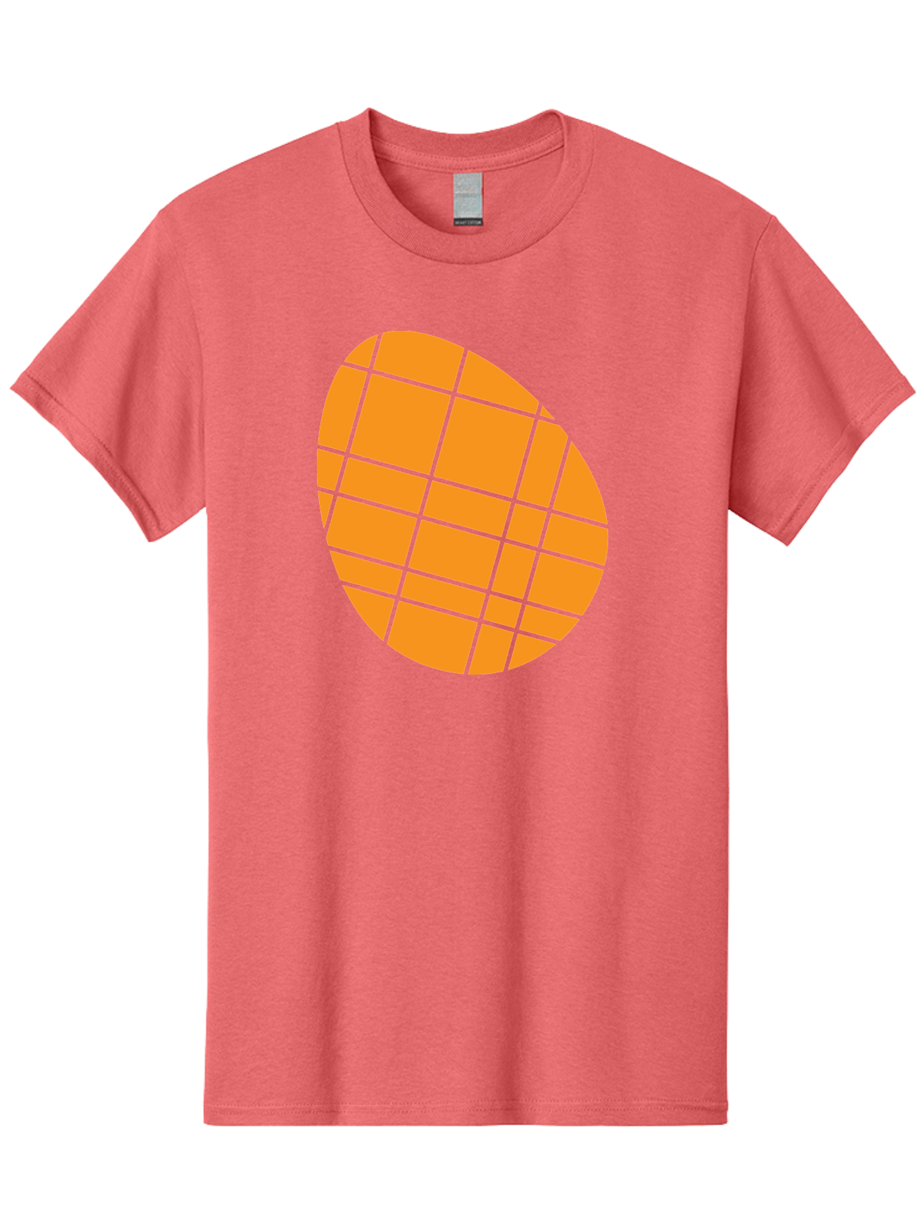 Orange-Grid-Circle Men'S Graphic Tee, 100% Cotton, Comfortable Casual Summer Wear, Machine Washable, Orange Circle, Grid Pattern, Neon Green Grid, Abstract Design, Modern Art, Geometric Shape Aad073 13