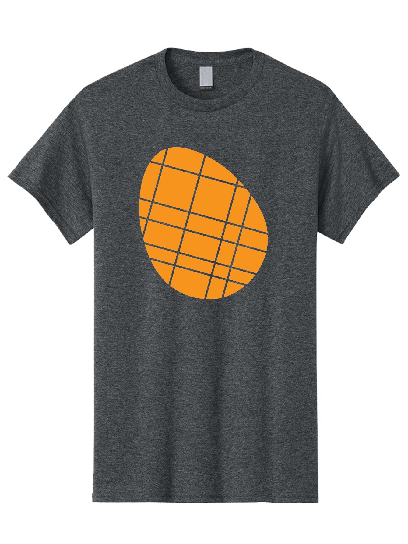 Orange-Grid-Circle Men'S Graphic Tee, 100% Cotton, Comfortable Casual Summer Wear, Machine Washable, Orange Circle, Grid Pattern, Neon Green Grid, Abstract Design, Modern Art, Geometric Shape Aad073