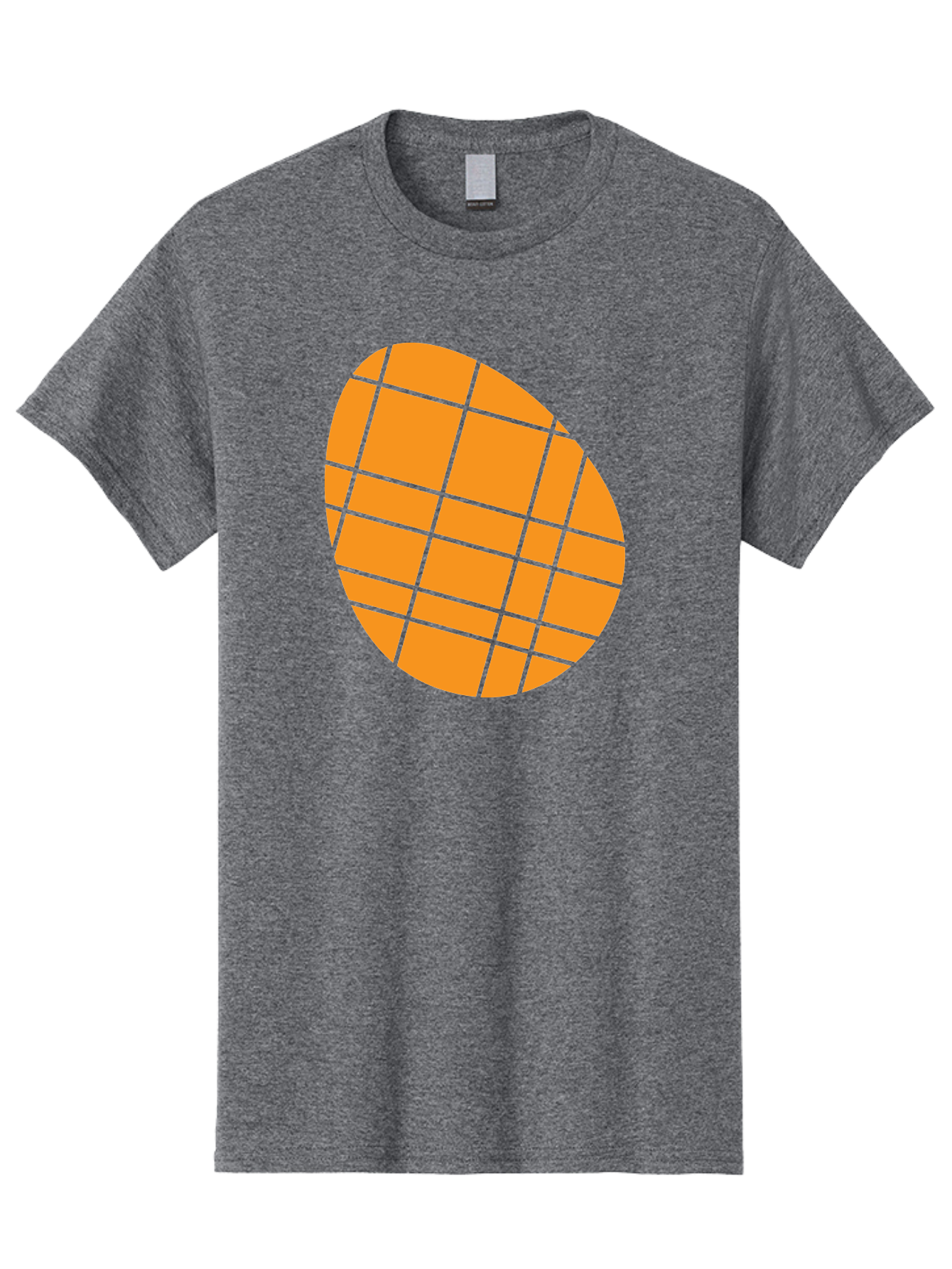 Orange-Grid-Circle Men'S Graphic Tee, 100% Cotton, Comfortable Casual Summer Wear, Machine Washable, Orange Circle, Grid Pattern, Neon Green Grid, Abstract Design, Modern Art, Geometric Shape Aad073 11