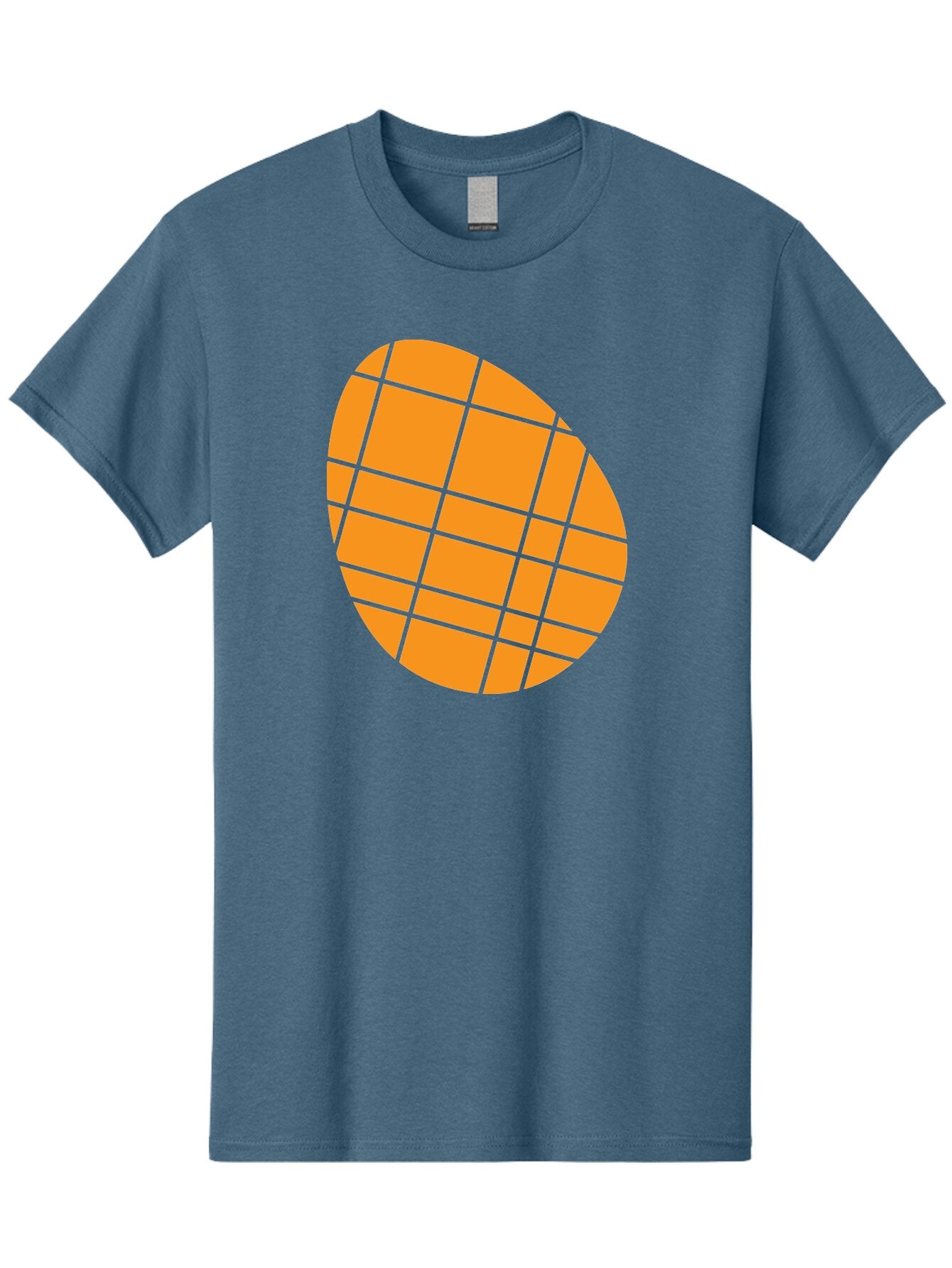 Orange-Grid-Circle Men'S Graphic Tee, 100% Cotton, Comfortable Casual Summer Wear, Machine Washable, Orange Circle, Grid Pattern, Neon Green Grid, Abstract Design, Modern Art, Geometric Shape Aad073 10