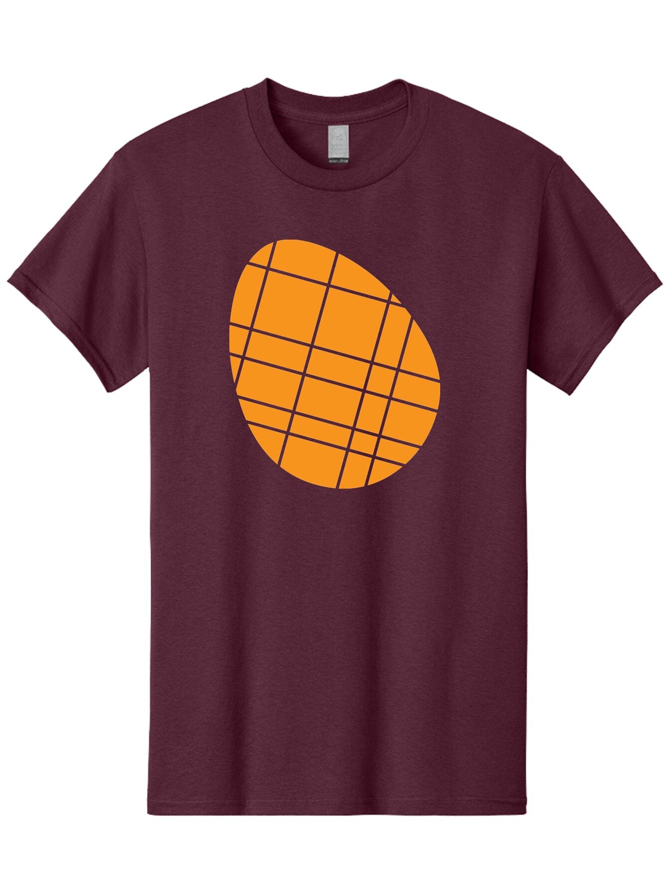 Orange-Grid-Circle Men'S Graphic Tee, 100% Cotton, Comfortable Casual Summer Wear, Machine Washable, Orange Circle, Grid Pattern, Neon Green Grid, Abstract Design, Modern Art, Geometric Shape Aad073 7