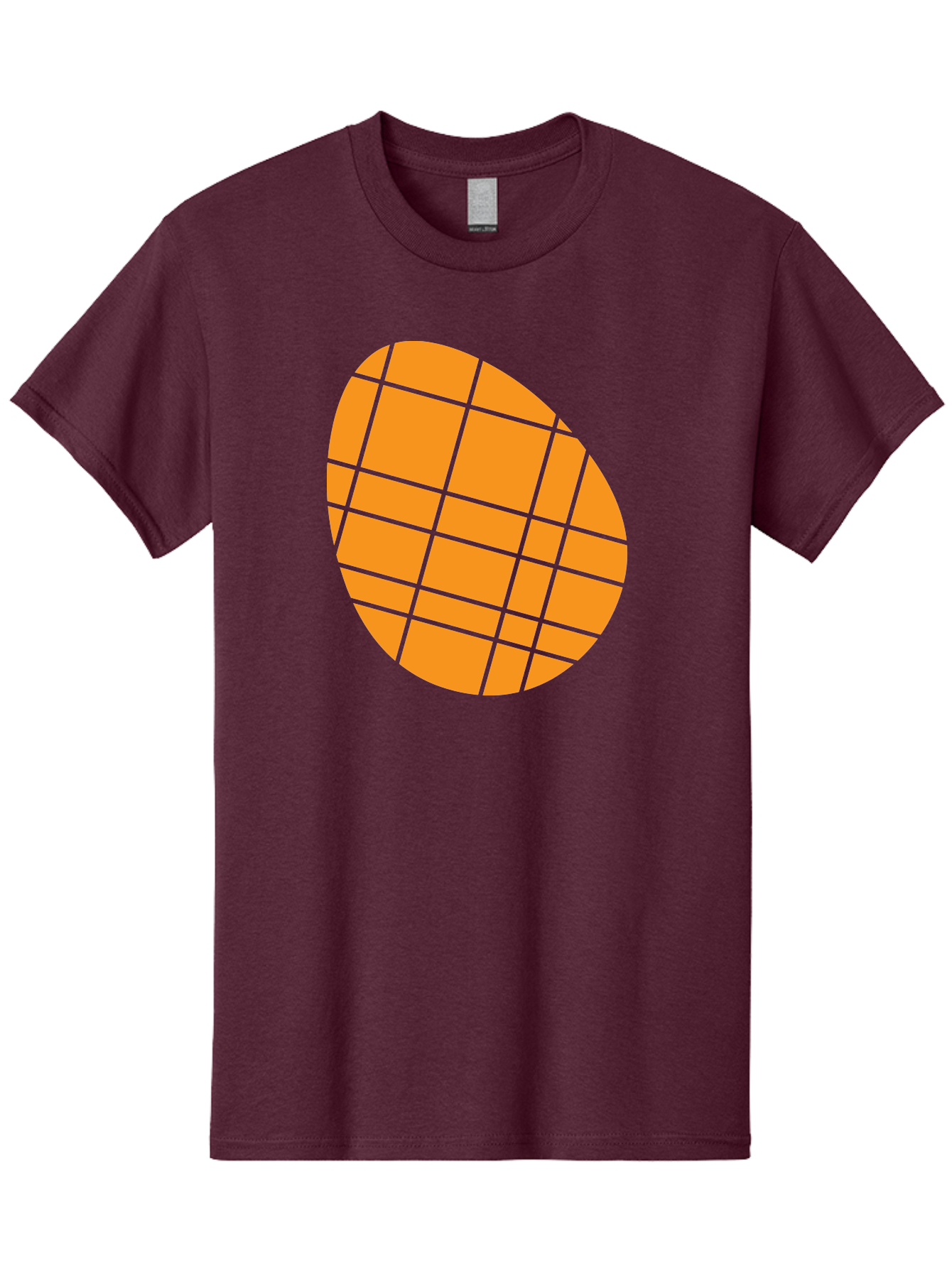 Orange-Grid-Circle Men'S Graphic Tee, 100% Cotton, Comfortable Casual Summer Wear, Machine Washable, Orange Circle, Grid Pattern, Neon Green Grid, Abstract Design, Modern Art, Geometric Shape Aad073 25
