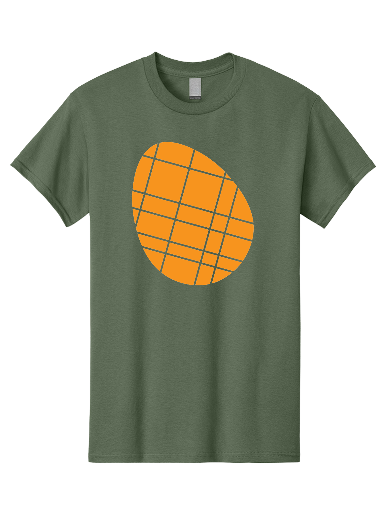 Orange-Grid-Circle Men'S Graphic Tee, 100% Cotton, Comfortable Casual Summer Wear, Machine Washable, Orange Circle, Grid Pattern, Neon Green Grid, Abstract Design, Modern Art, Geometric Shape Aad073 17