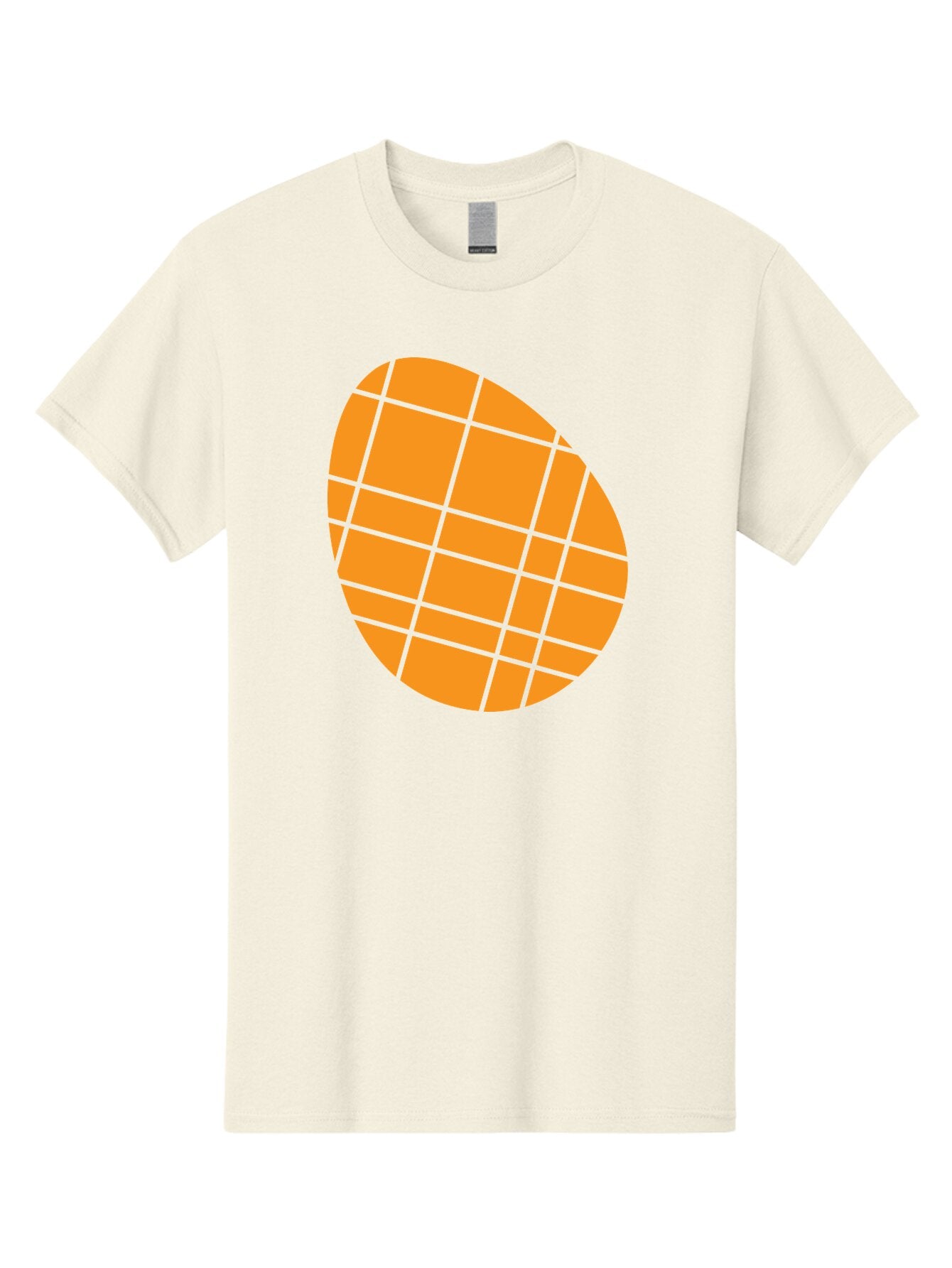 Orange-Grid-Circle Men'S Graphic Tee, 100% Cotton, Comfortable Casual Summer Wear, Machine Washable, Orange Circle, Grid Pattern, Neon Green Grid, Abstract Design, Modern Art, Geometric Shape Aad073 4
