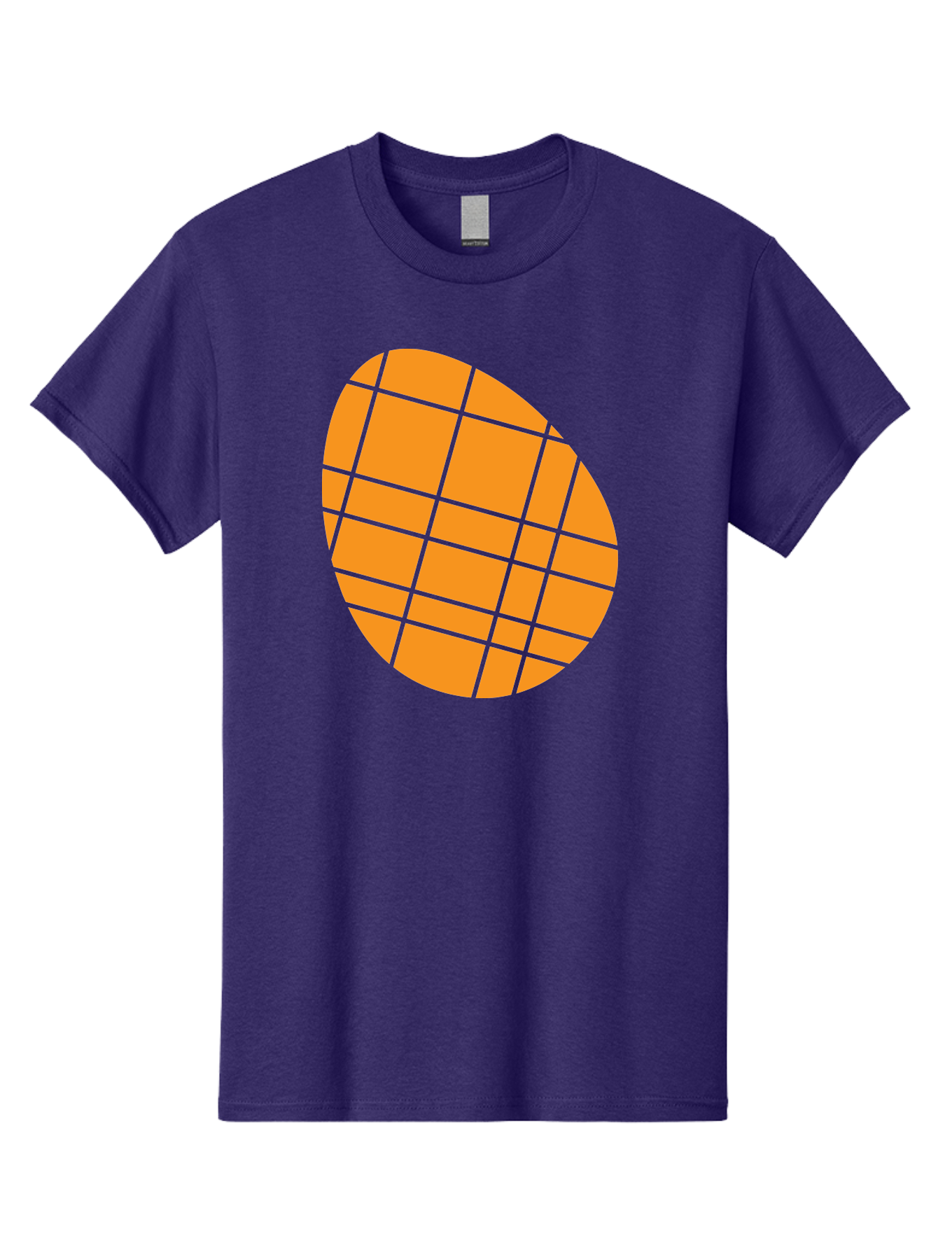 Orange-Grid-Circle Men'S Graphic Tee, 100% Cotton, Comfortable Casual Summer Wear, Machine Washable, Orange Circle, Grid Pattern, Neon Green Grid, Abstract Design, Modern Art, Geometric Shape Aad073 7