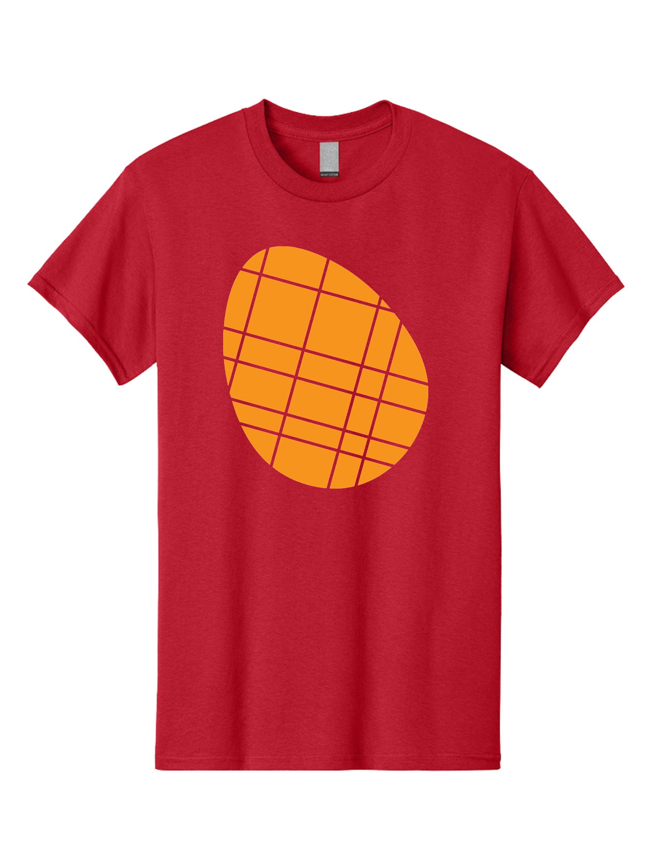 Orange-Grid-Circle Men'S Graphic Tee, 100% Cotton, Comfortable Casual Summer Wear, Machine Washable, Orange Circle, Grid Pattern, Neon Green Grid, Abstract Design, Modern Art, Geometric Shape Aad073 9