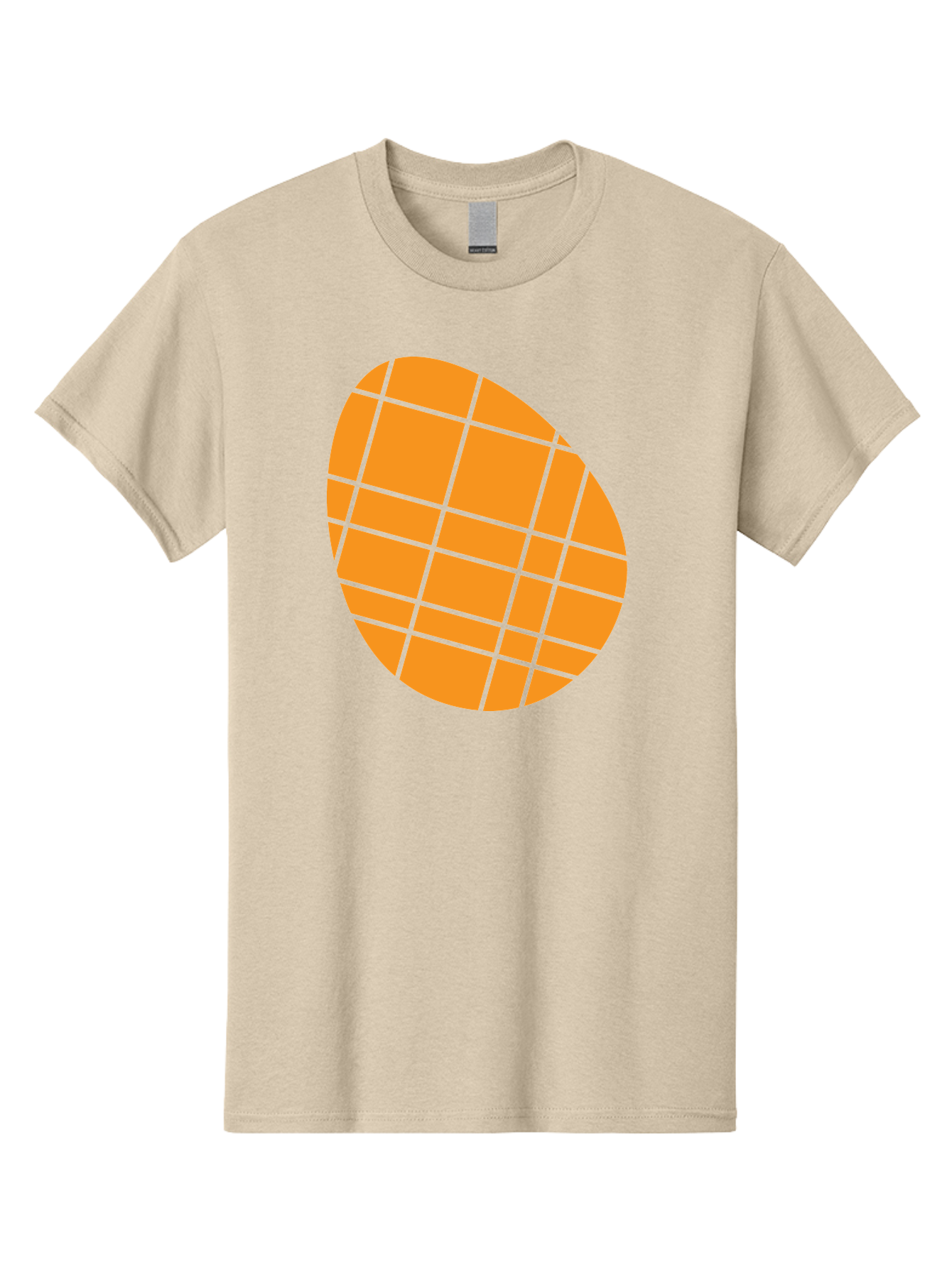 Orange-Grid-Circle Men'S Graphic Tee, 100% Cotton, Comfortable Casual Summer Wear, Machine Washable, Orange Circle, Grid Pattern, Neon Green Grid, Abstract Design, Modern Art, Geometric Shape Aad073 3