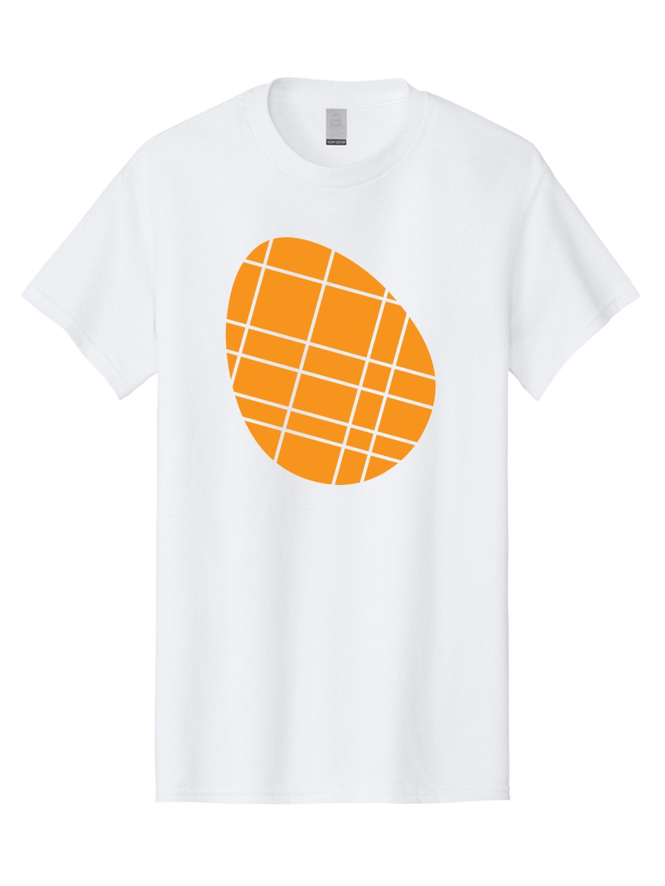 Orange-Grid-Circle Men'S Graphic Tee, 100% Cotton, Comfortable Casual Summer Wear, Machine Washable, Orange Circle, Grid Pattern, Neon Green Grid, Abstract Design, Modern Art, Geometric Shape Aad073