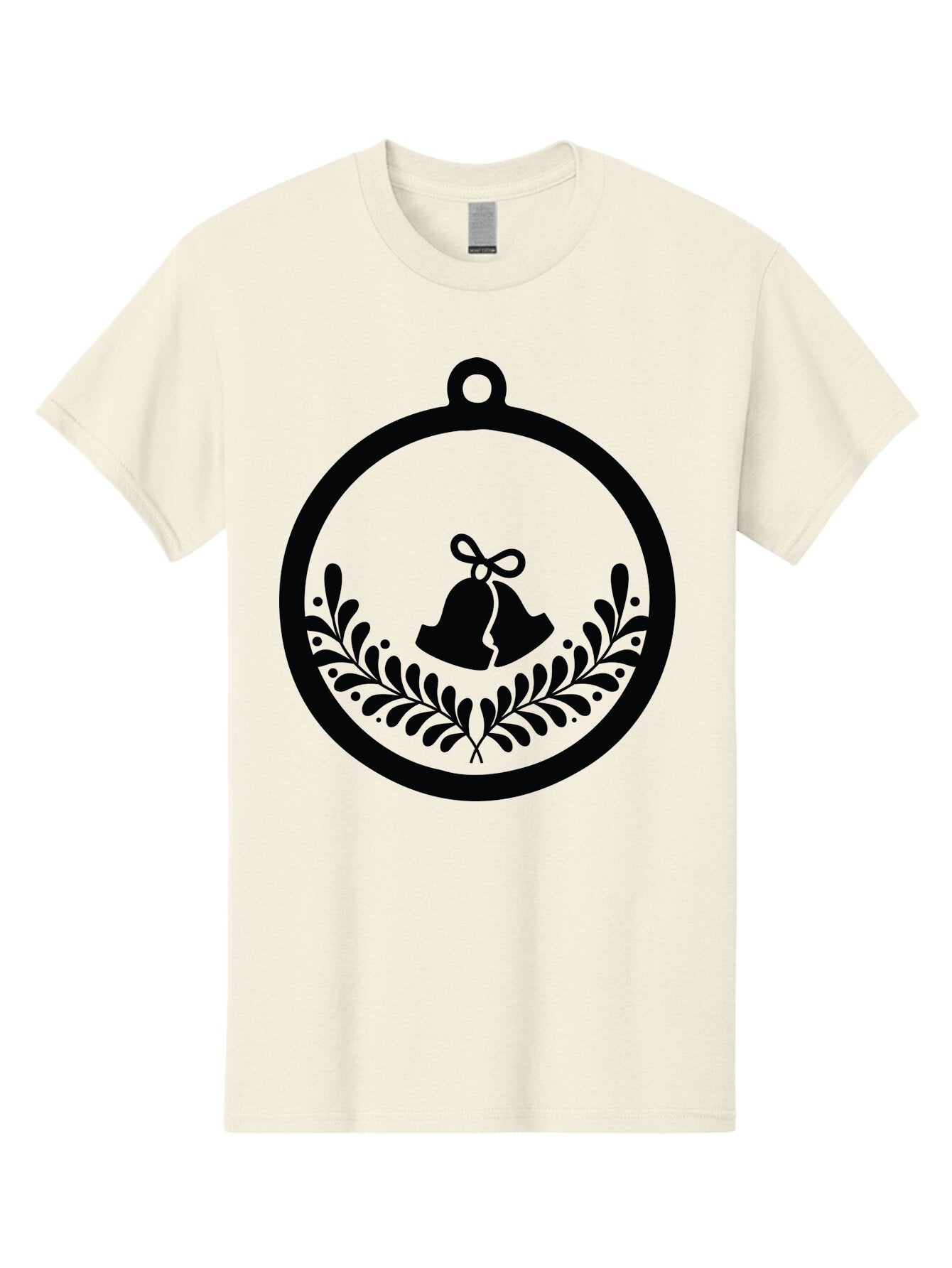 Ornament-With-Bells Men'S Graphic Tee, 100% Cotton, Comfortable Casual Summer Wear, Machine Washable, Christmas Ornament, Festive Decoration, Holiday Symbol, Decorative Bell, Floral Design, Winter Theme, Seasonal Decor Aad074 3