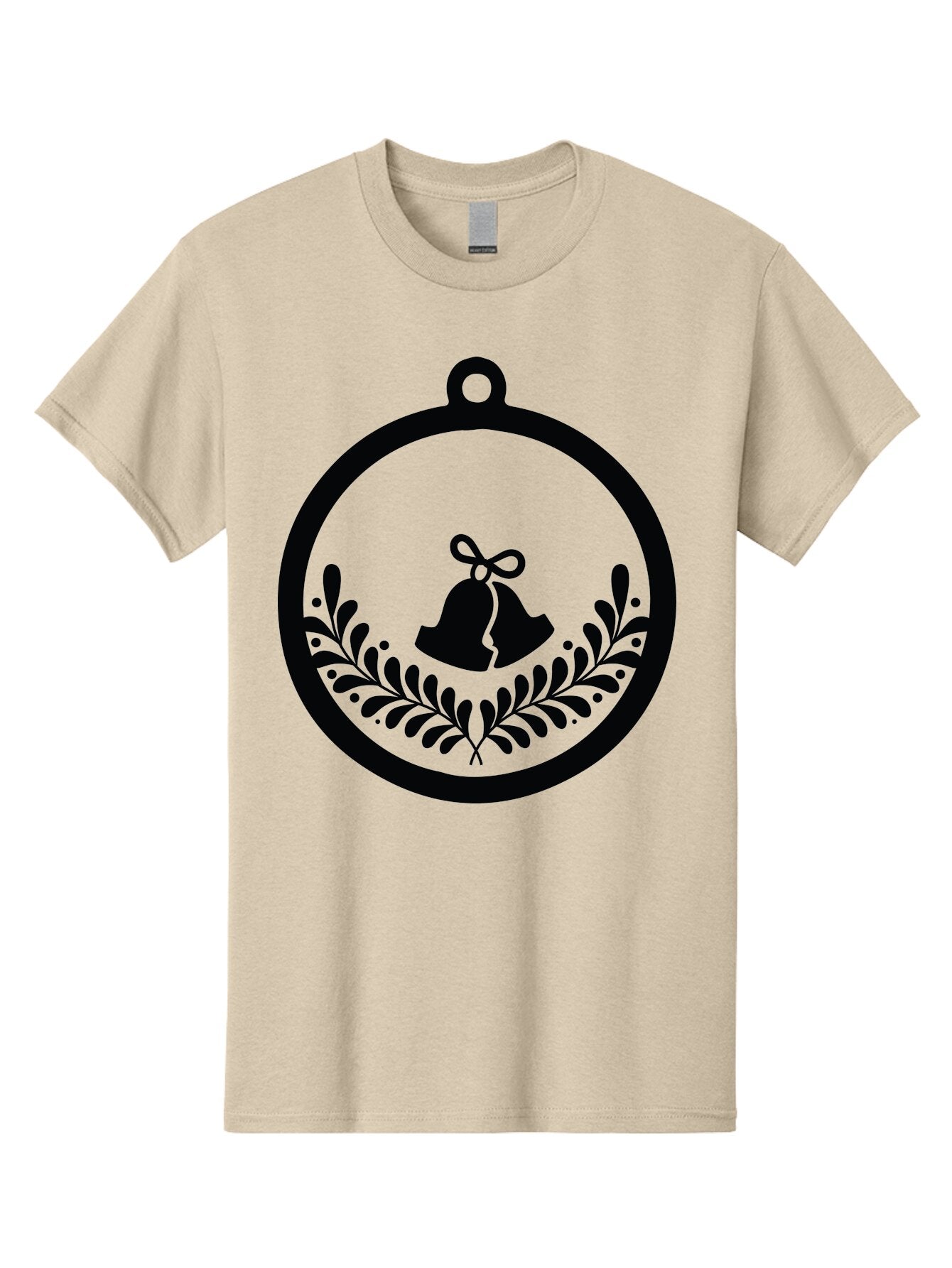 Ornament-With-Bells Men'S Graphic Tee, 100% Cotton, Comfortable Casual Summer Wear, Machine Washable, Christmas Ornament, Festive Decoration, Holiday Symbol, Decorative Bell, Floral Design, Winter Theme, Seasonal Decor Aad074 10