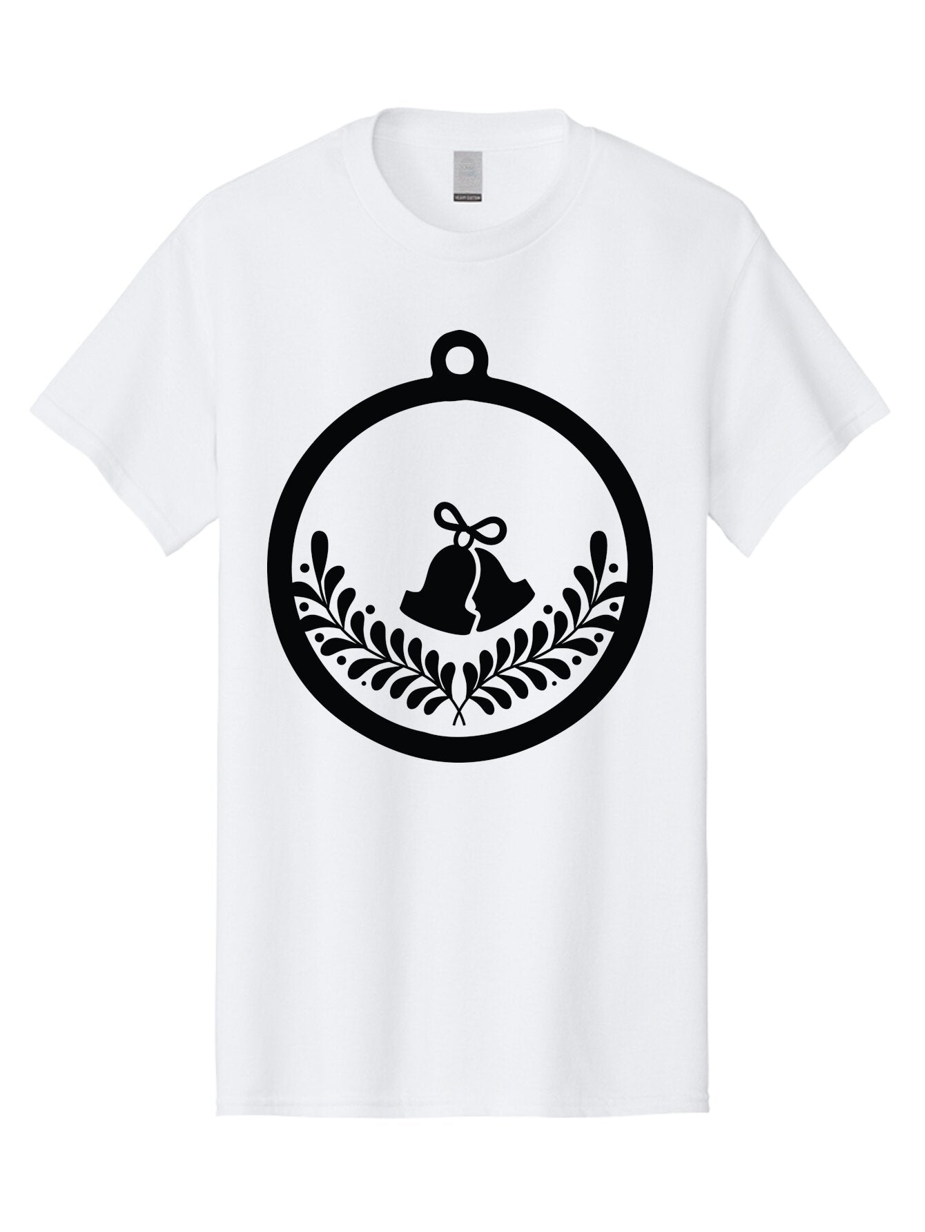 Ornament-With-Bells Men'S Graphic Tee, 100% Cotton, Comfortable Casual Summer Wear, Machine Washable, Christmas Ornament, Festive Decoration, Holiday Symbol, Decorative Bell, Floral Design, Winter Theme, Seasonal Decor Aad074 12
