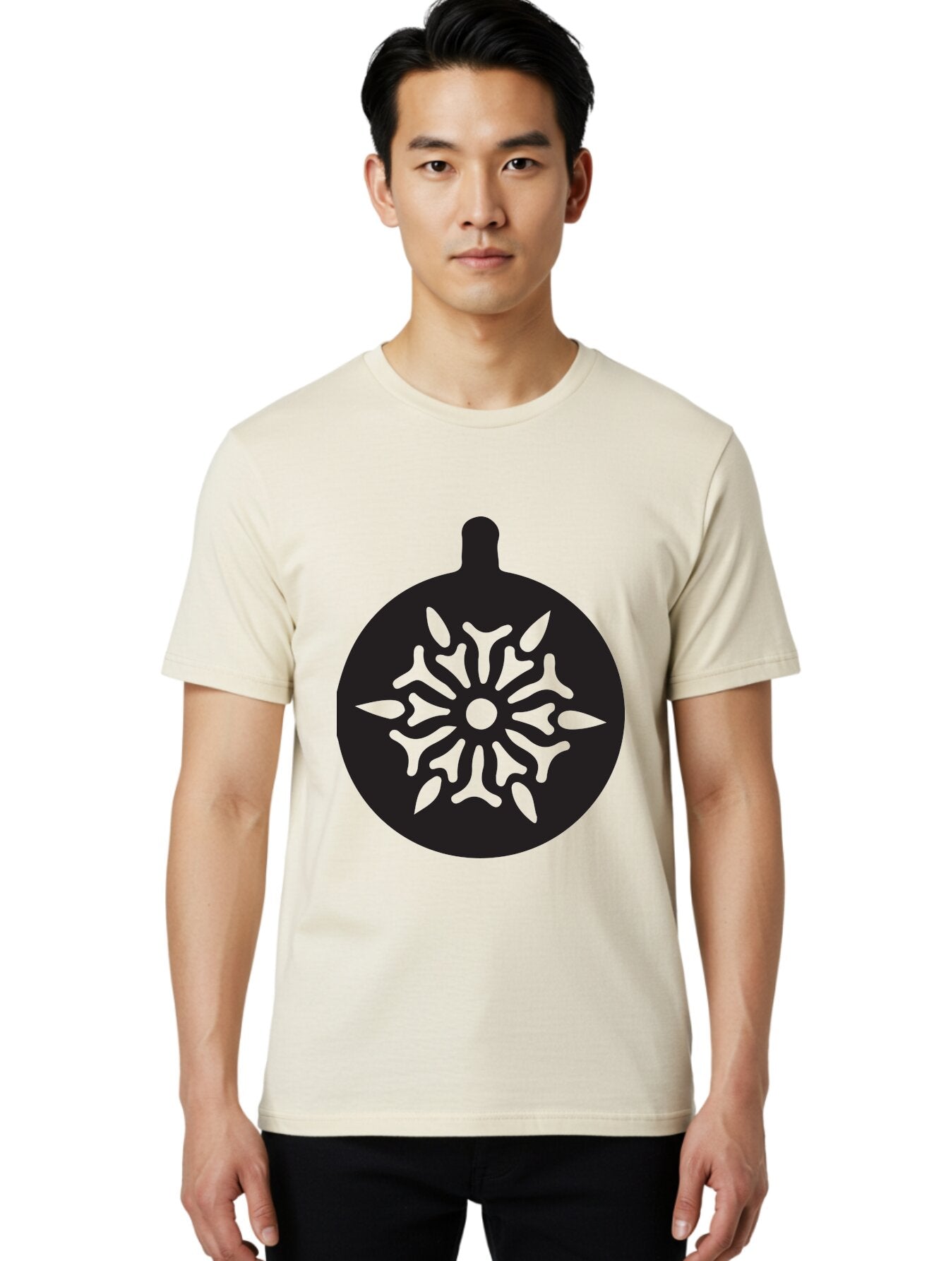 Ornament Men'S Graphic Tee, 100% Cotton, Comfortable Casual Summer Wear, Machine Washable, Christmas Ornament, Snowflake Design, Festive Decor, Holiday Symbol, Winter Theme, Decorative Art, Seasonal Icon Aad075 25