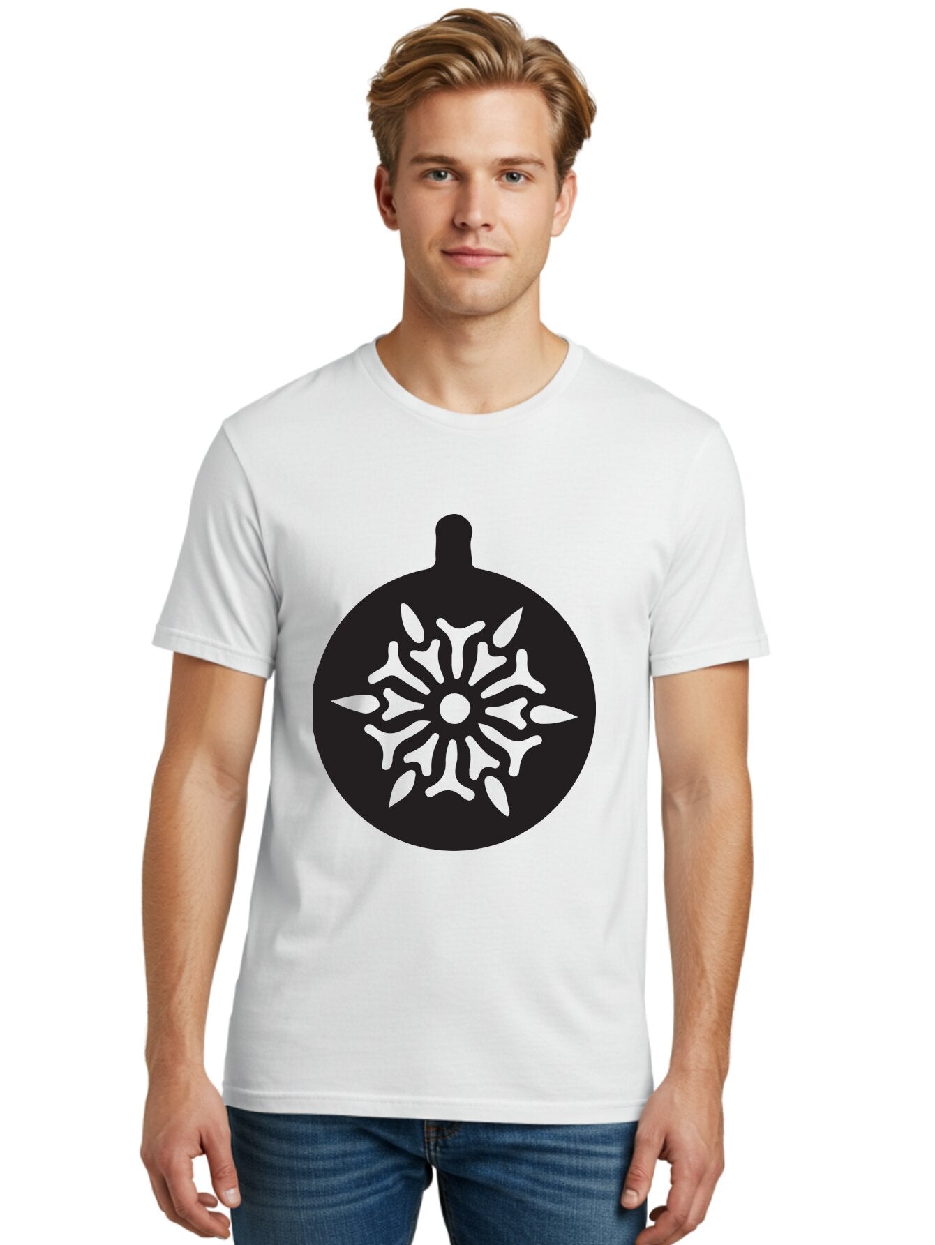 Ornament Men'S Graphic Tee, 100% Cotton, Comfortable Casual Summer Wear, Machine Washable, Christmas Ornament, Snowflake Design, Festive Decor, Holiday Symbol, Winter Theme, Decorative Art, Seasonal Icon Aad075 21