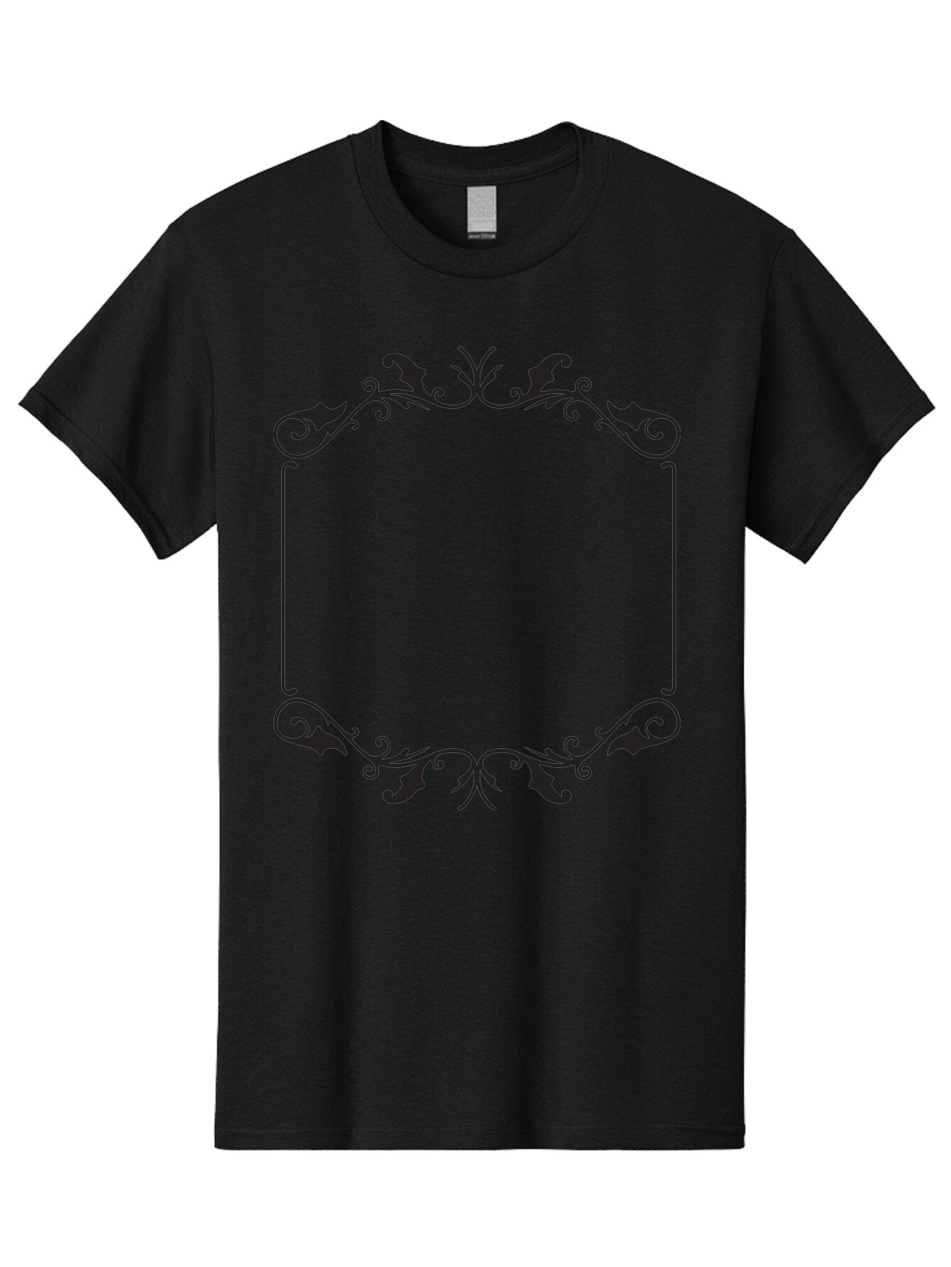 Ornate-Frame Men'S Graphic Tee, 100% Cotton, Comfortable Casual Summer Wear, Machine Washable, Floral Frame, Black Frame, Decorative Border, Elegant Design, Symmetrical, Ornate Details, Vintage Style, Classic Pattern Aad078 9