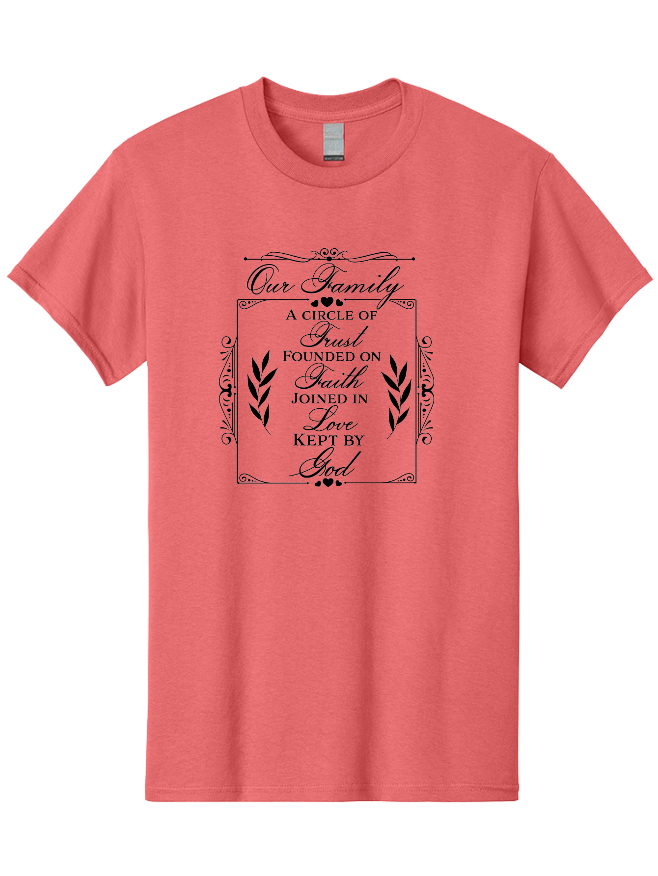 Our-Family Men'S Graphic Tee, 100% Cotton, Comfortable Casual Summer Wear, Machine Washable, Family Values, Trust, Faith, Love, God, Heartwarming Quotes, Inspirational Quotes, Decorative Text, Family Bonding Aad079 7