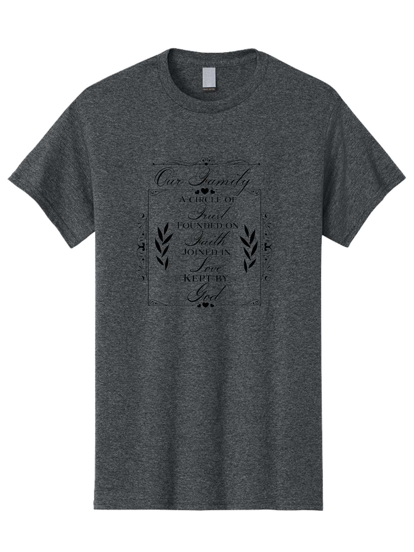 Our-Family Men'S Graphic Tee, 100% Cotton, Comfortable Casual Summer Wear, Machine Washable, Family Values, Trust, Faith, Love, God, Heartwarming Quotes, Inspirational Quotes, Decorative Text, Family Bonding Aad079 23