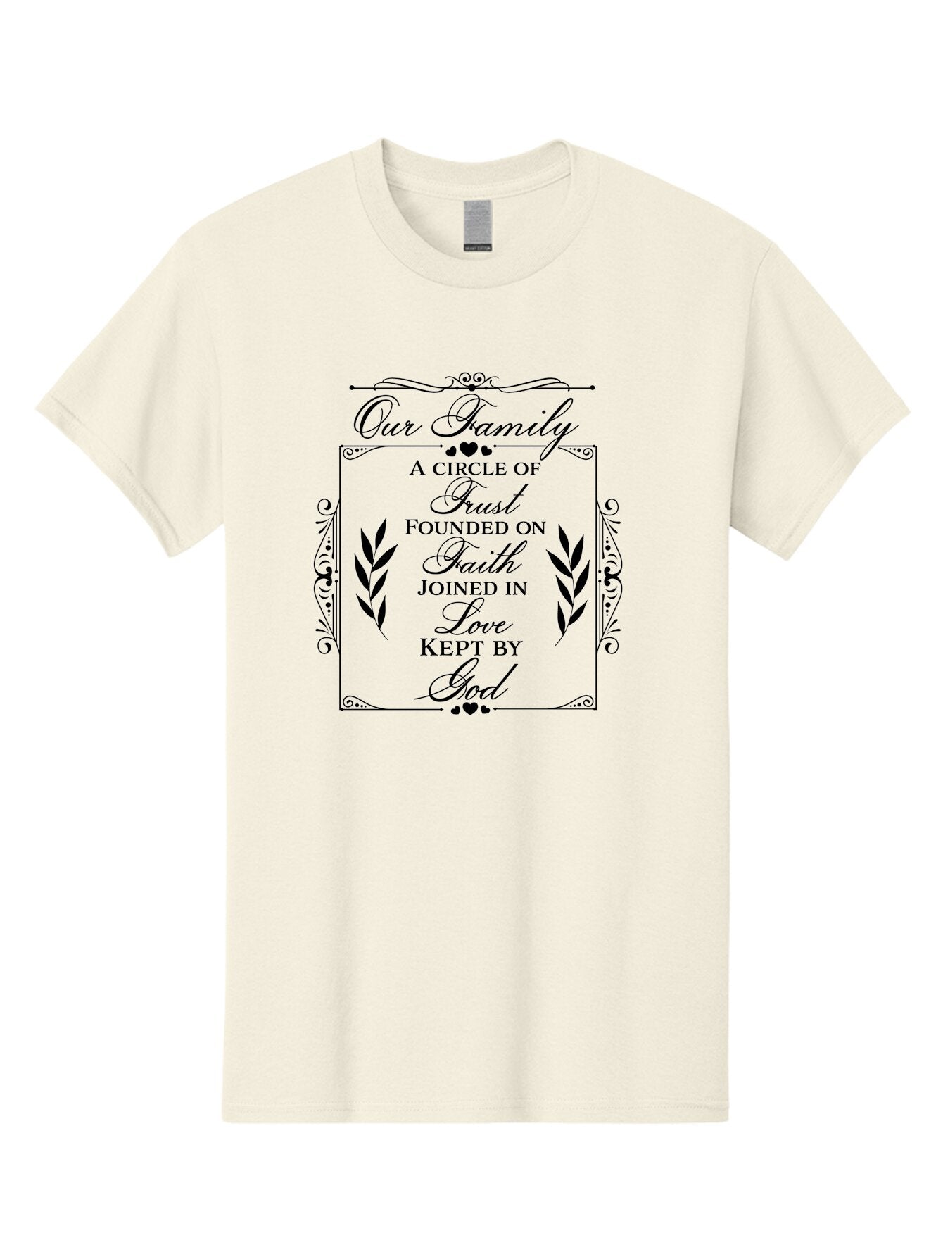 Our-Family Men'S Graphic Tee, 100% Cotton, Comfortable Casual Summer Wear, Machine Washable, Family Values, Trust, Faith, Love, God, Heartwarming Quotes, Inspirational Quotes, Decorative Text, Family Bonding Aad079 9