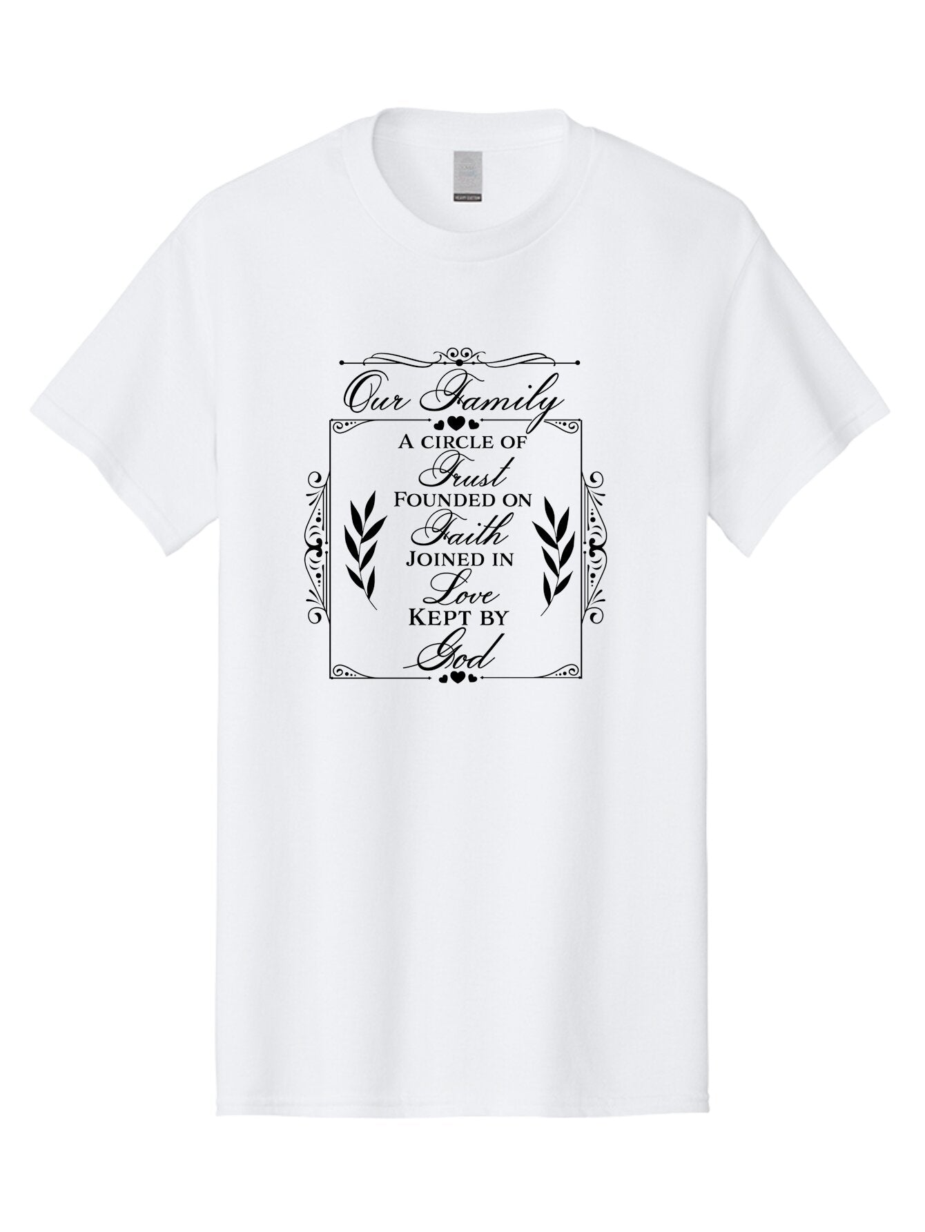 Our-Family Men'S Graphic Tee, 100% Cotton, Comfortable Casual Summer Wear, Machine Washable, Family Values, Trust, Faith, Love, God, Heartwarming Quotes, Inspirational Quotes, Decorative Text, Family Bonding Aad079 5