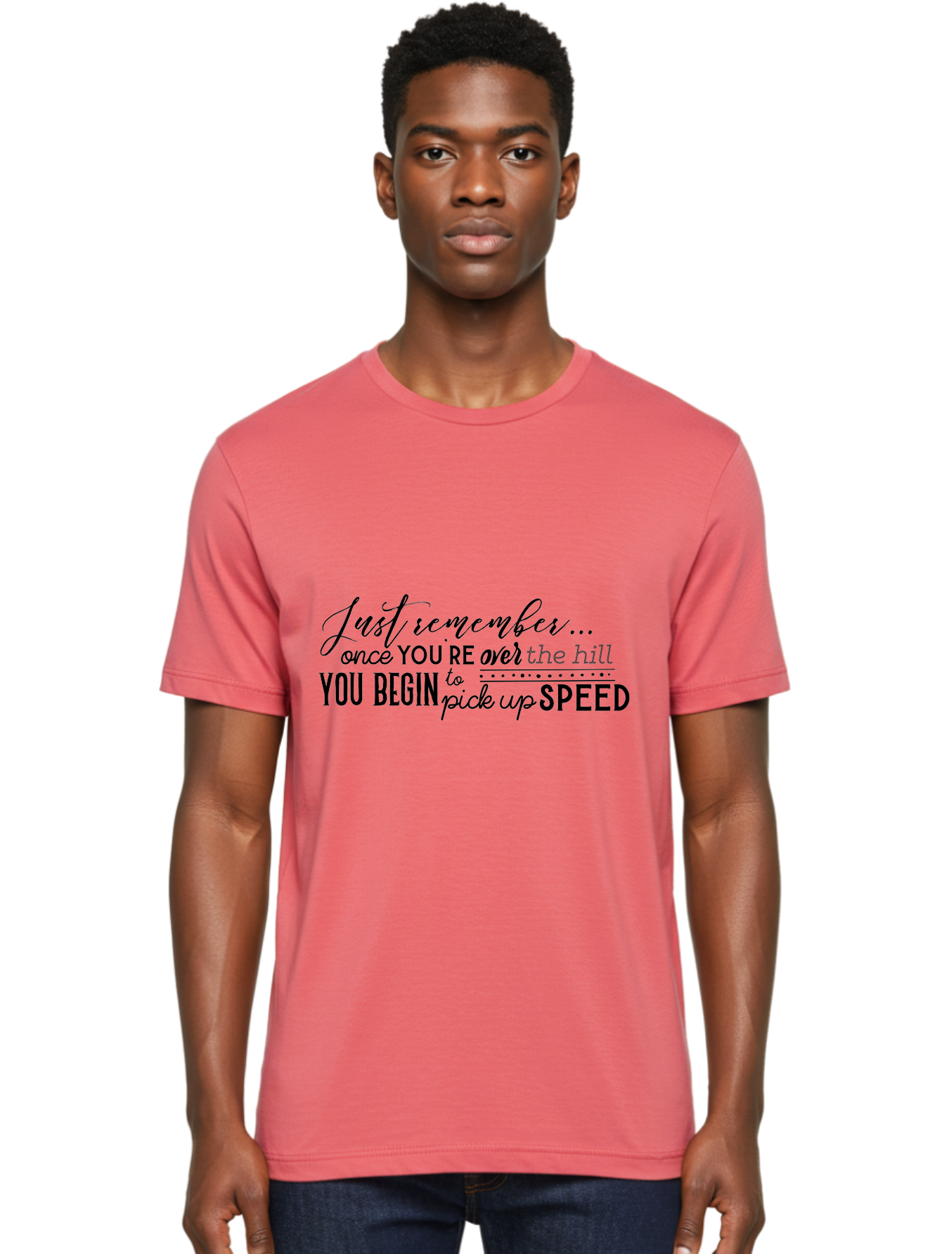 Over-The-Hill Men'S Graphic Tee, 100% Cotton, Comfortable Casual Summer Wear, Machine Washable, Motivational Quote, Inspirational Saying, Humorous Phrase, Over The Hill, Picking Up Speed, Funny Sayings Aad080 6