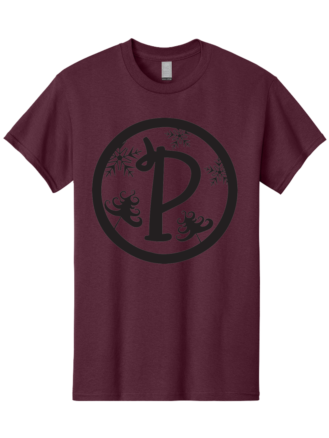 P Men'S Graphic Tee, 100% Cotton, Comfortable Casual Summer Wear, Machine Washable, Winter Wonderland, Festive Decorations, Christmas Trees, Snowflakes, Holiday Season, Elegant Typography, Black Silhouette, Decorative Elements Aad082 5