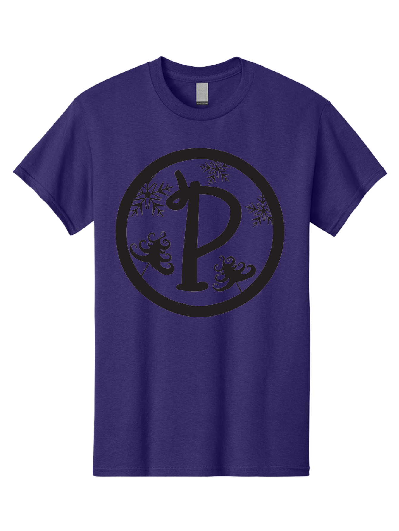 P Men'S Graphic Tee, 100% Cotton, Comfortable Casual Summer Wear, Machine Washable, Winter Wonderland, Festive Decorations, Christmas Trees, Snowflakes, Holiday Season, Elegant Typography, Black Silhouette, Decorative Elements Aad082 7