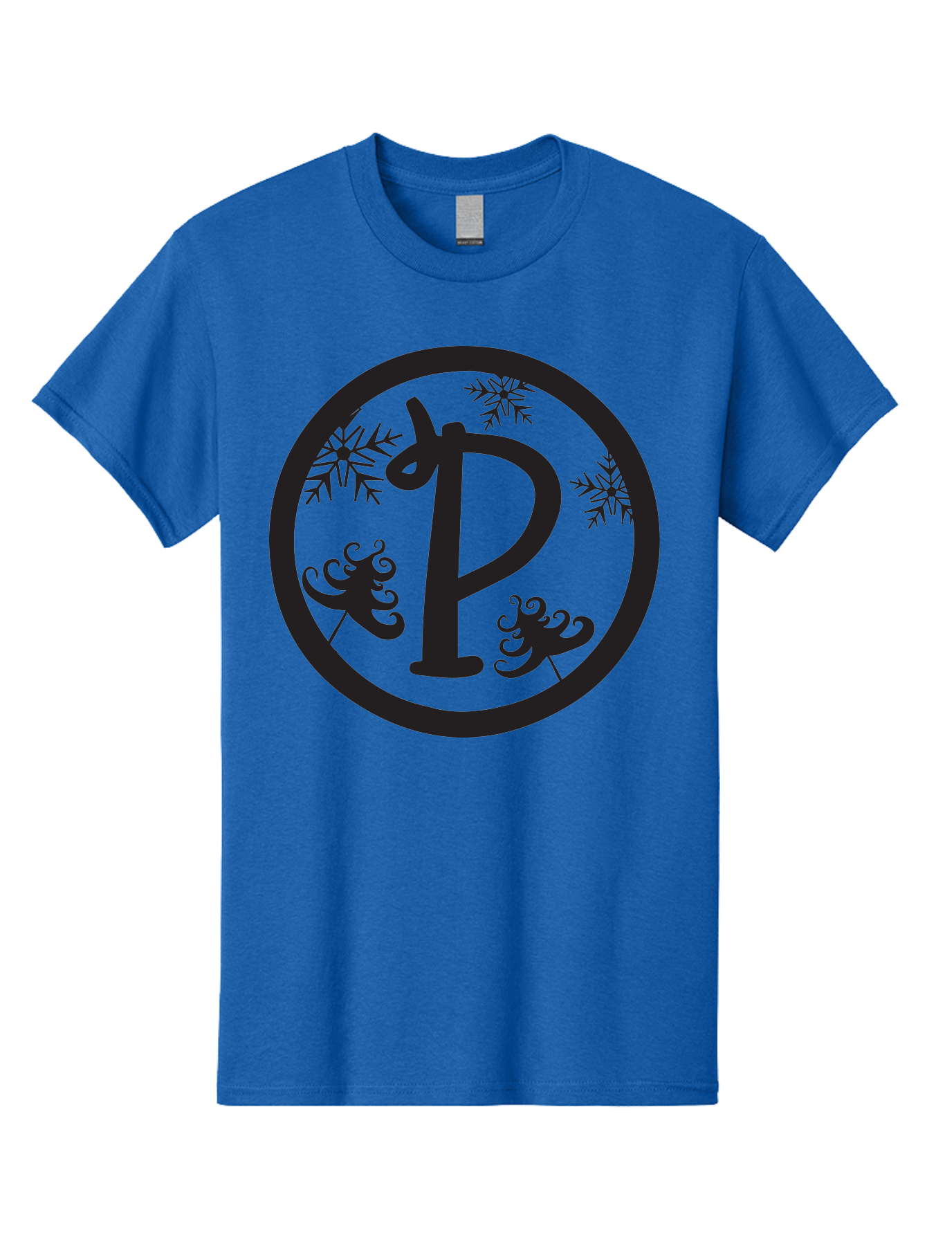 P Men'S Graphic Tee, 100% Cotton, Comfortable Casual Summer Wear, Machine Washable, Winter Wonderland, Festive Decorations, Christmas Trees, Snowflakes, Holiday Season, Elegant Typography, Black Silhouette, Decorative Elements Aad082 23