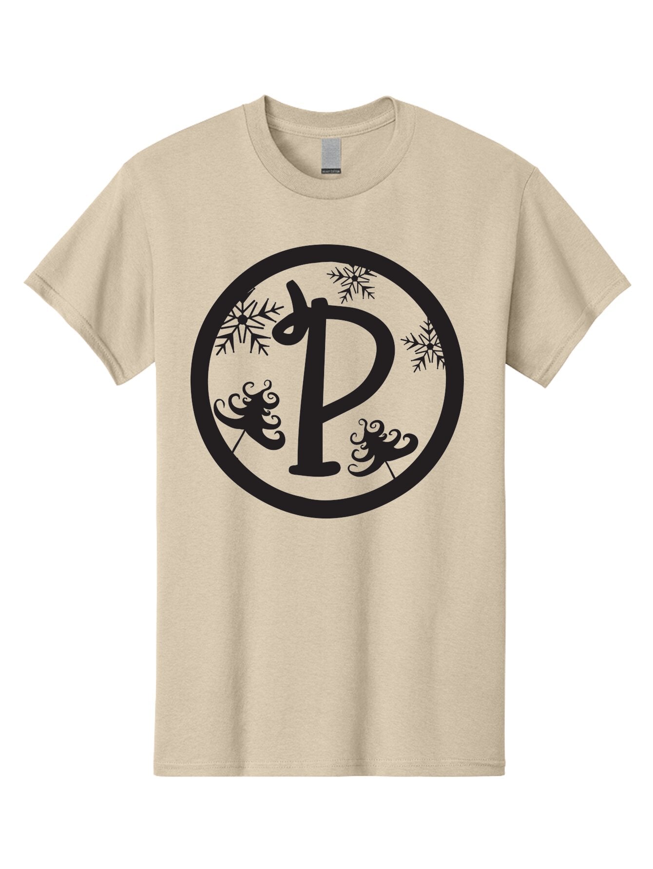 P Men'S Graphic Tee, 100% Cotton, Comfortable Casual Summer Wear, Machine Washable, Winter Wonderland, Festive Decorations, Christmas Trees, Snowflakes, Holiday Season, Elegant Typography, Black Silhouette, Decorative Elements Aad082 8