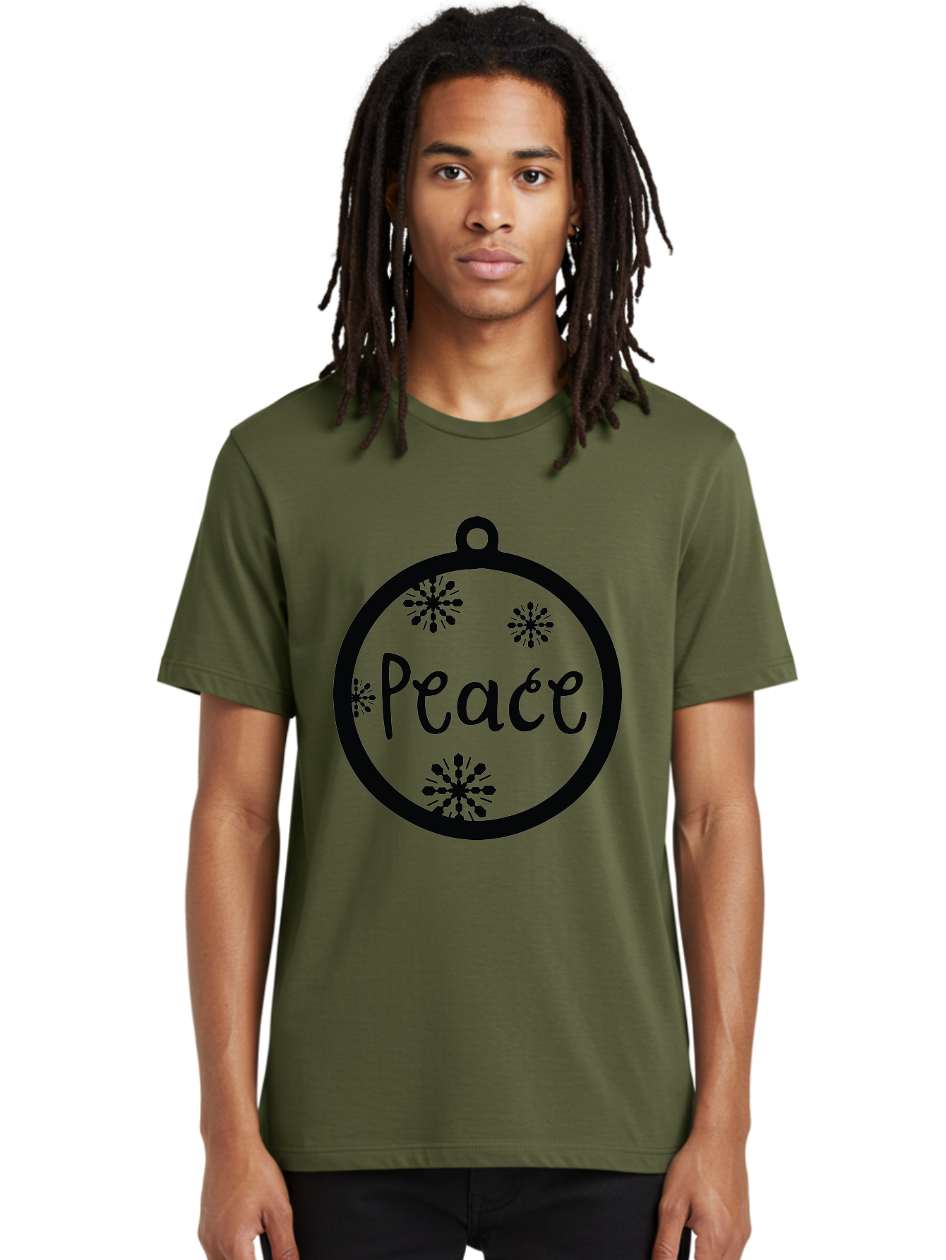 Peace-Ornament Men'S Graphic Tee, 100% Cotton, Comfortable Casual Summer Wear, Machine Washable, Peace, Christmas Ornaments, Snowflakes, Holiday Decor, Winter Wonderland, Festive Design, Christmas Decorations, Ornaments, Holiday Season Aad084 26