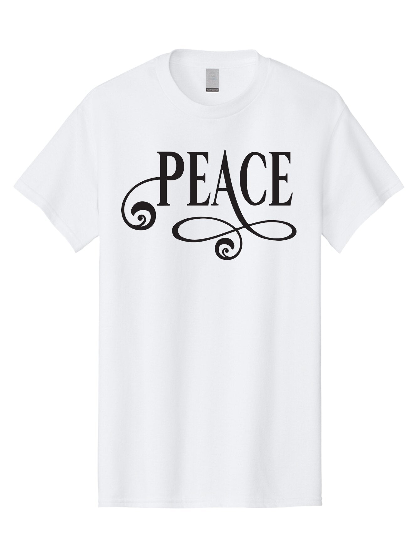 Peace Men'S Graphic Tee, 100% Cotton, Comfortable Casual Summer Wear, Machine Washable, Peace Symbol, Calm Atmosphere, Serene Environment, Tranquil Vibes, Harmony, Decorative Text, Elegant Typography, Inspiring Quote Aad085 4