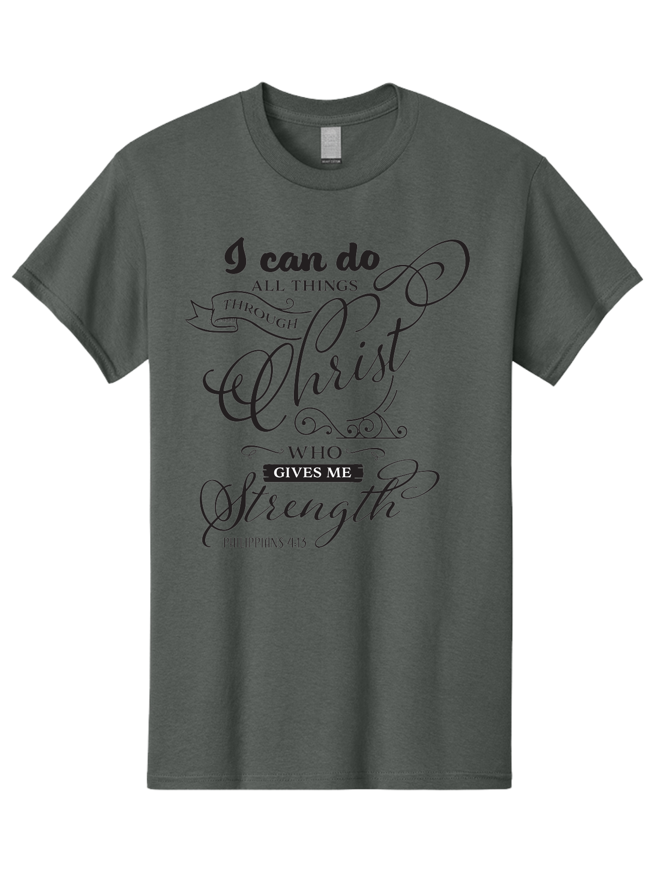 Philippians-4-13 Men'S Graphic Tee, 100% Cotton, Comfortable Casual Summer Wear, Machine Washable, Inspirational Quote, Motivational Scripture, Philippians 4:13, Faith-Based Design, Christian Art, Typographic Poster, Aad088 3